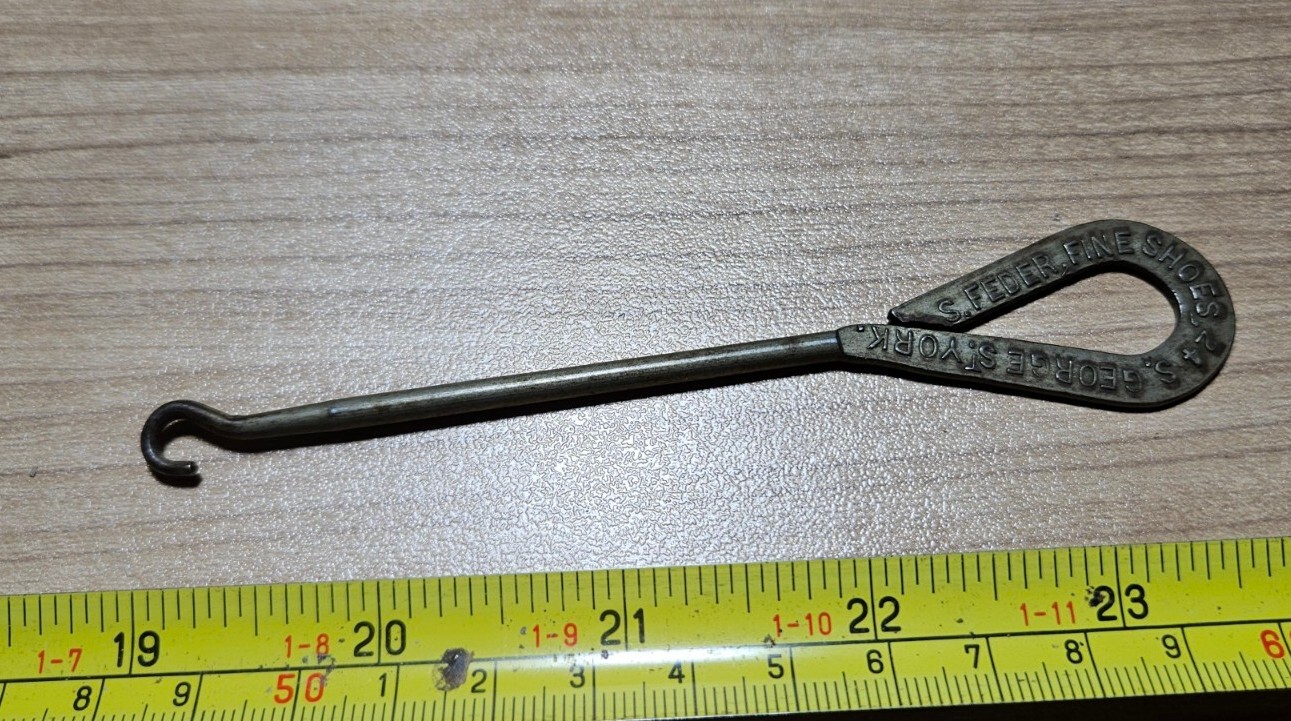 Vintage S. Feder Fine Shoes York PA Advertising Metal Button Holer Hook