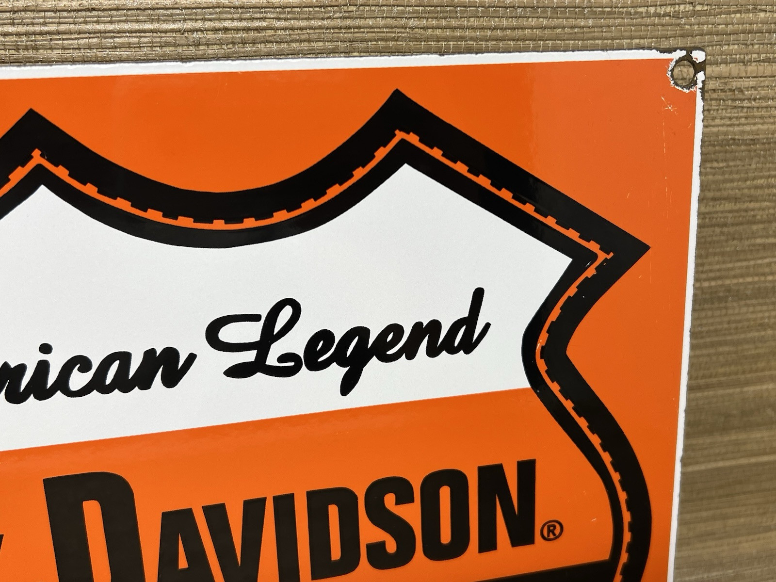VINTAGE HARLEY DAVIDSON MOTORCYCLES PORCELAIN DEALERSHIP SIGN GAS OIL QUALITY