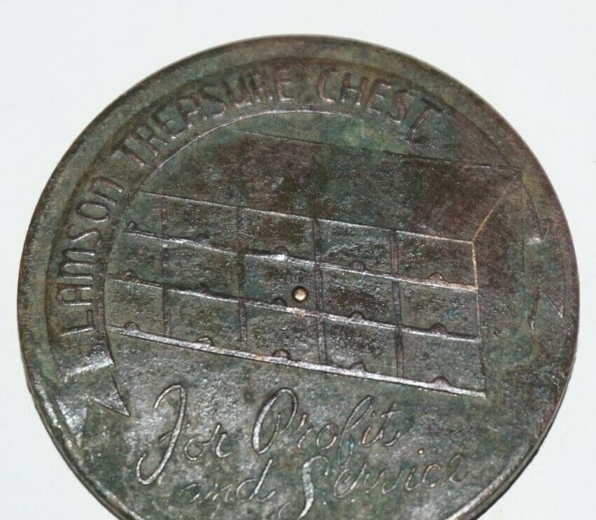 VTG Lamson Genuine Parts Advertising Token Treasure Chest Head Identification