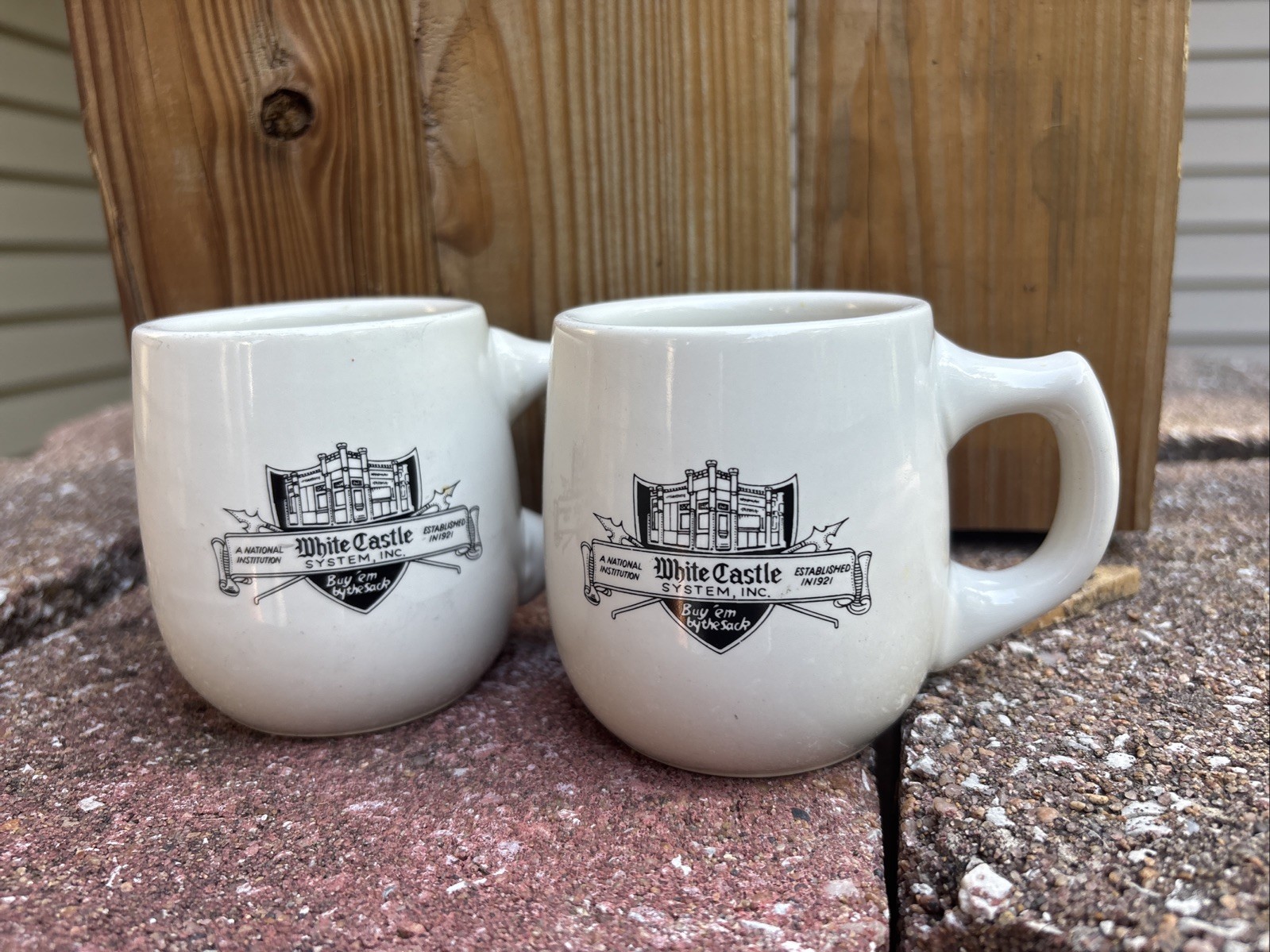 Lot Of 2 White Castle Restaurant Mug White Ashtray Bottom Vintage