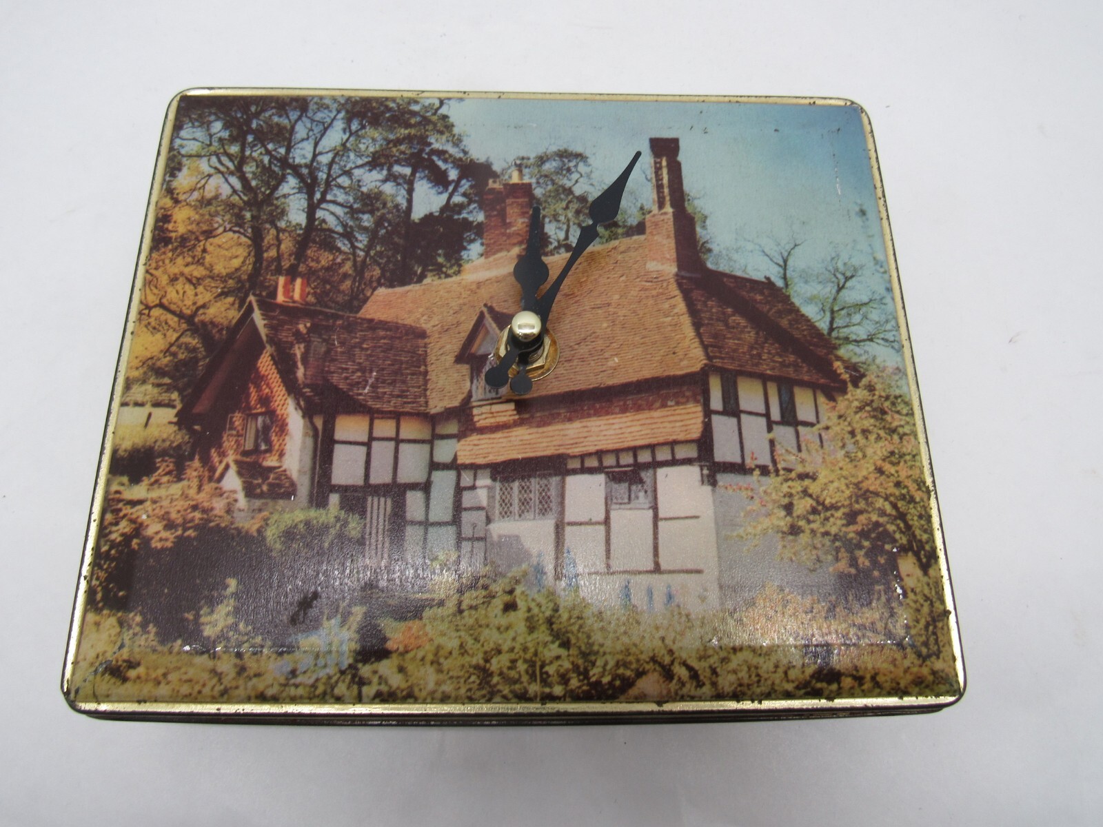 Edward Sharp & Sons Vintage Toffee Tin Hinged Lid Candy Box Clock Repurposed