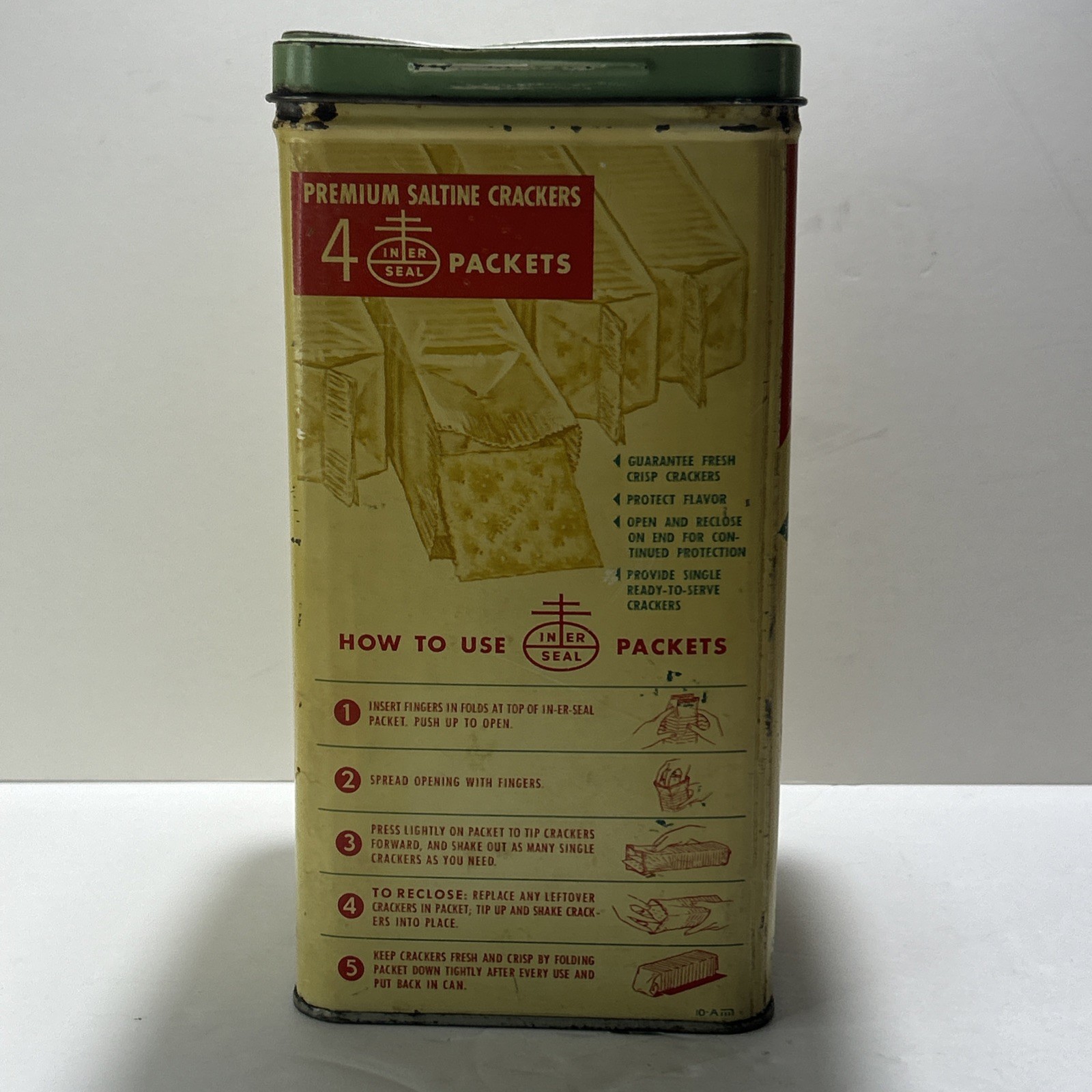 Vintage Pre-Barcode 1950s Nabisco Premium Saltines Cracker Tin English/Spanish