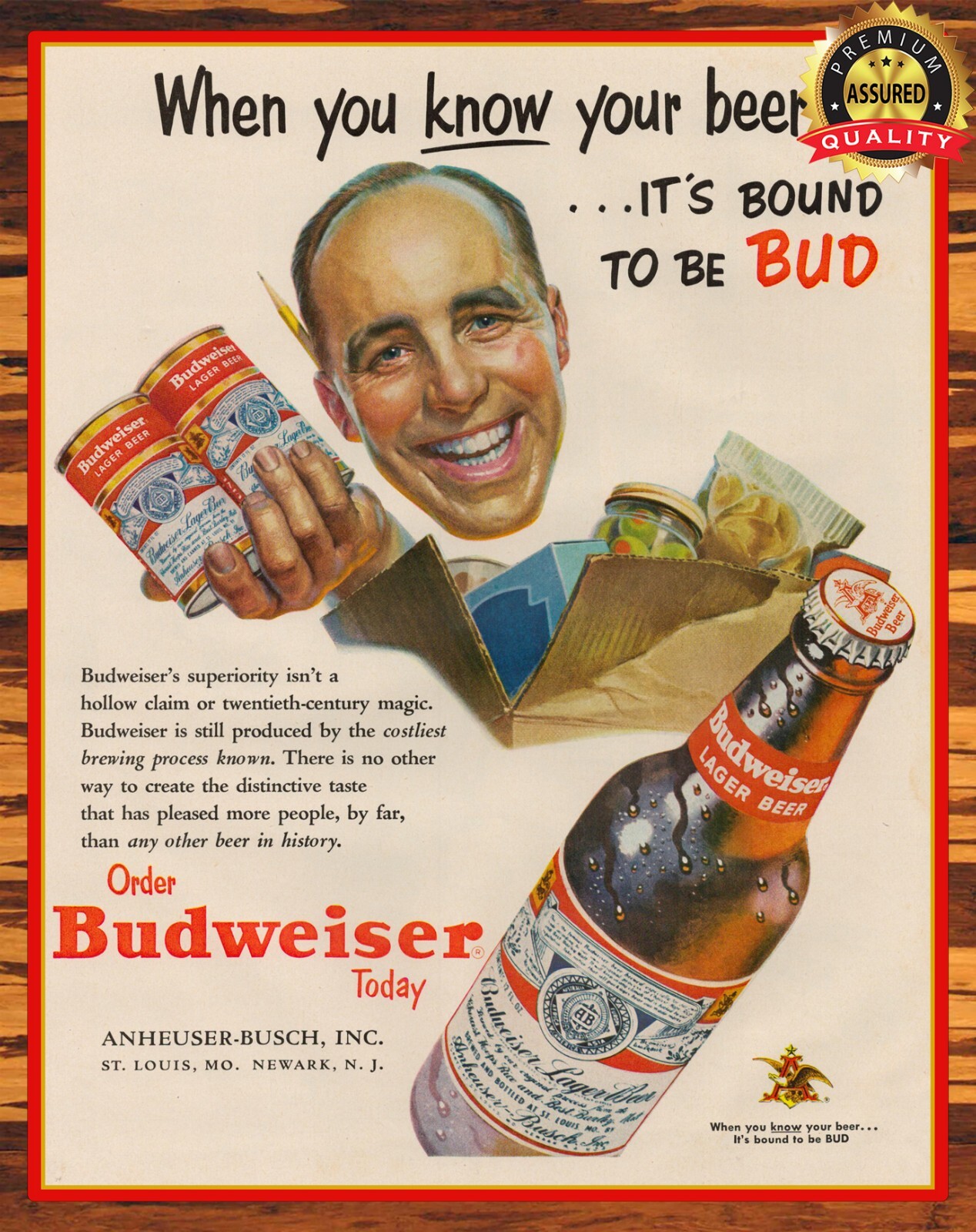 Budweiser – It’s Bound To Be Bud – 1950s – Metal Sign 11 x 14