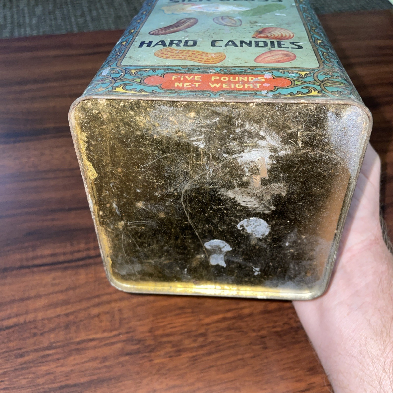 Antique 5LB “LUDEN’S SILK GLOSS” Hard Candies Tin Vintage Confection Can Damaged