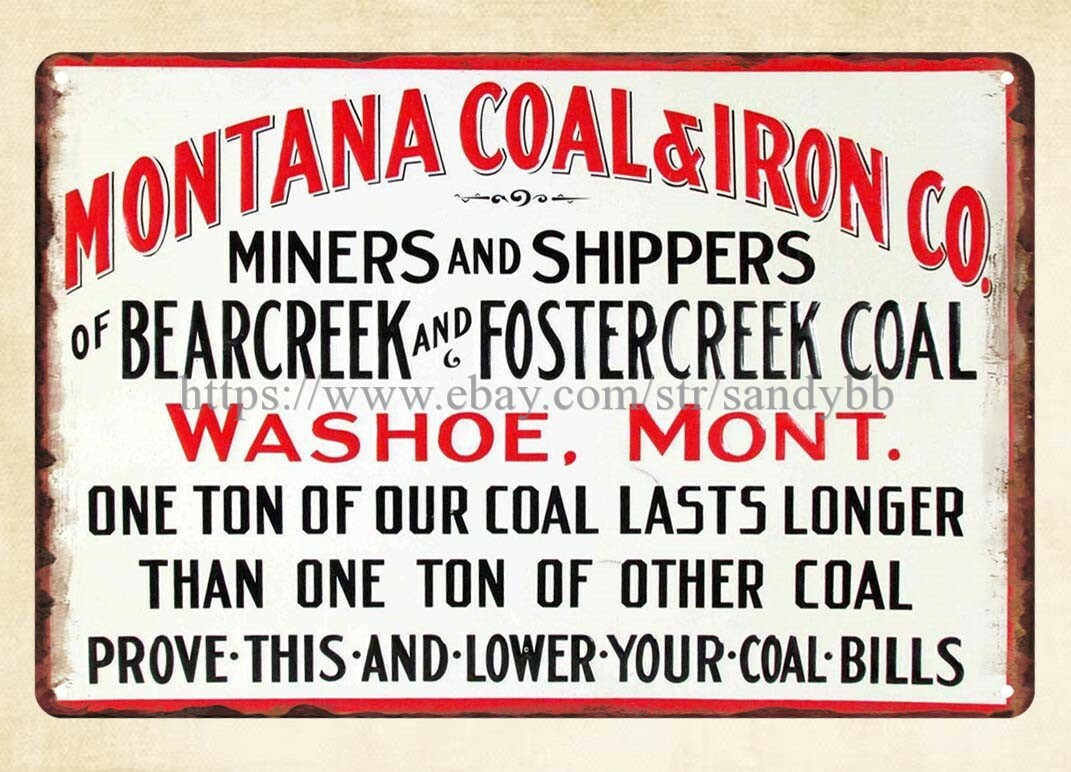 Montana Coal & Iron Co. metal tin sign decorative wall accessories