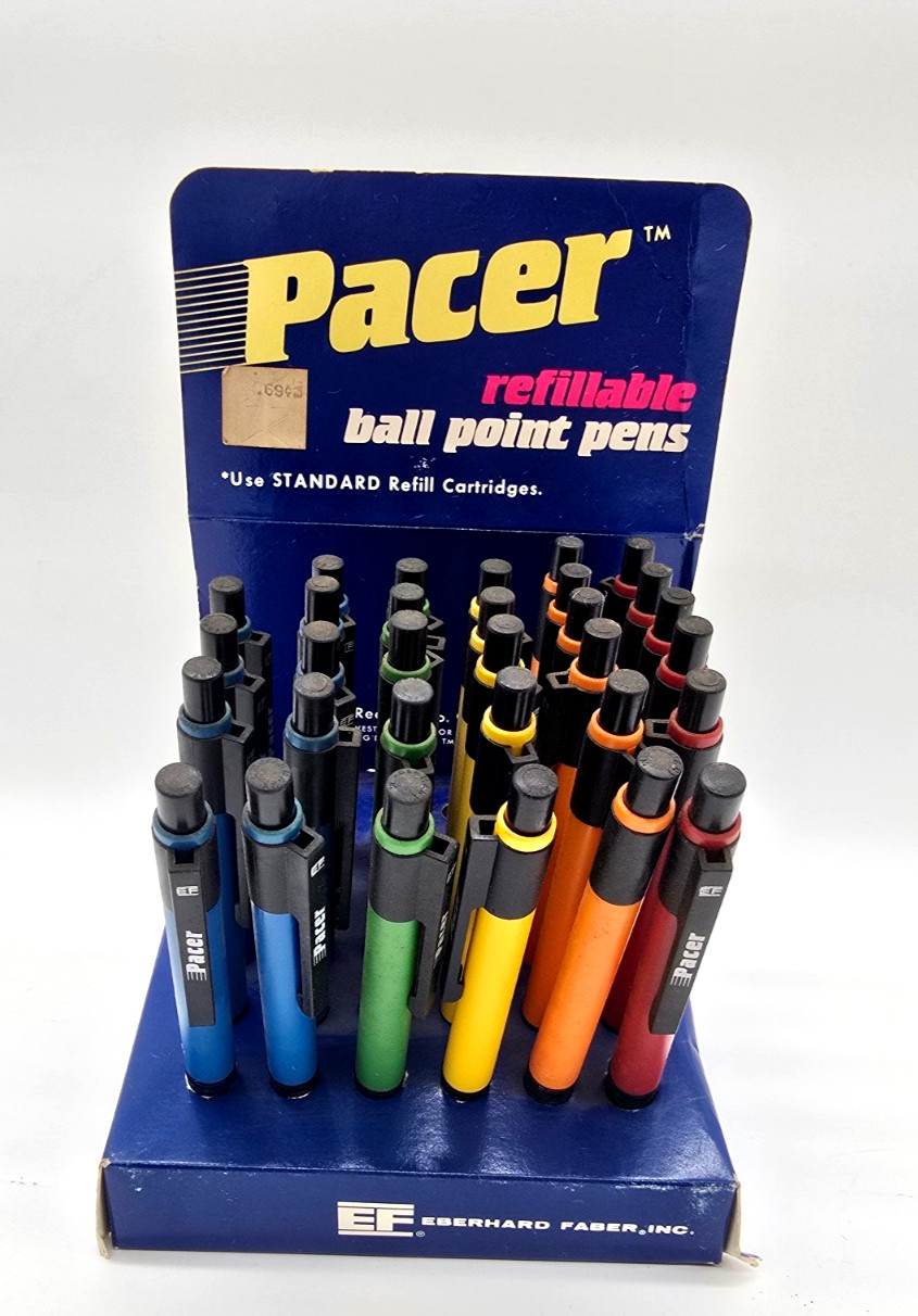 Vintage Eberhard Faber PACER Ball Point Pens Retail Store Display w/Pens