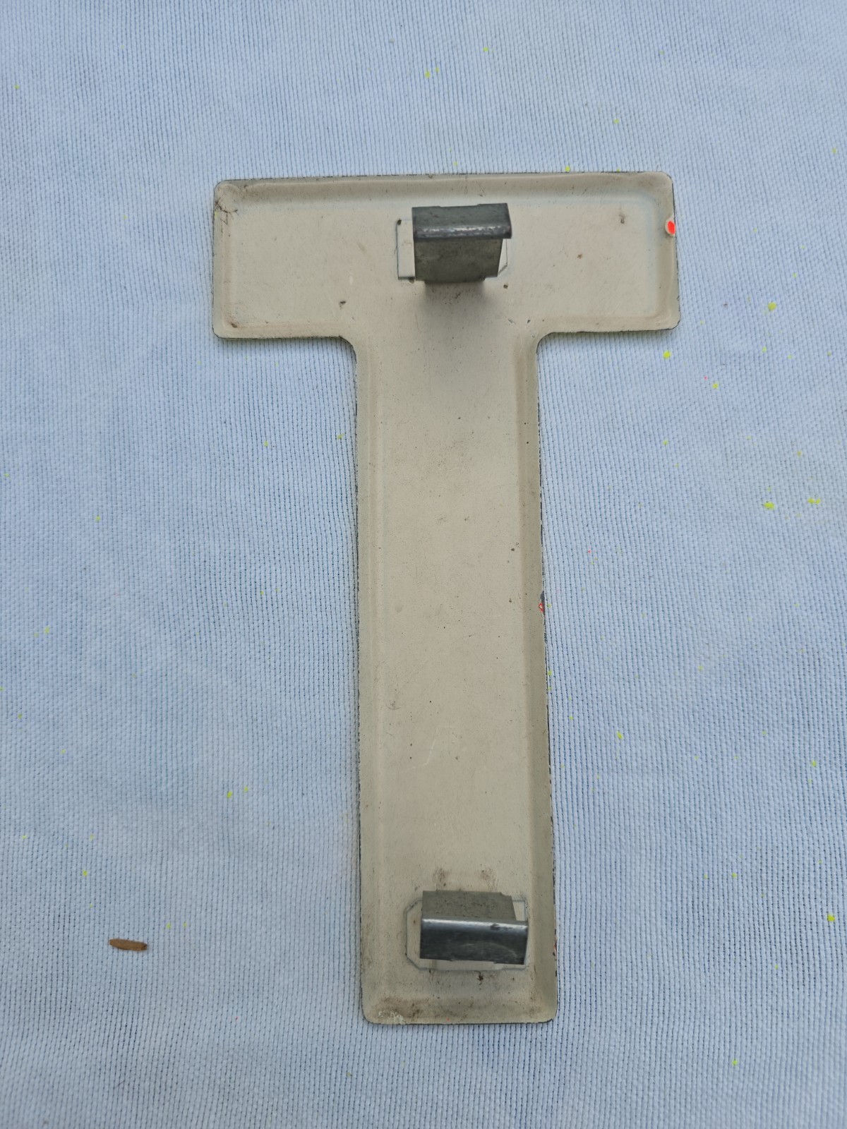 Vintage Metal 7.5” Letter T Commander Board Sign Yellow Marquee Letter With Clip