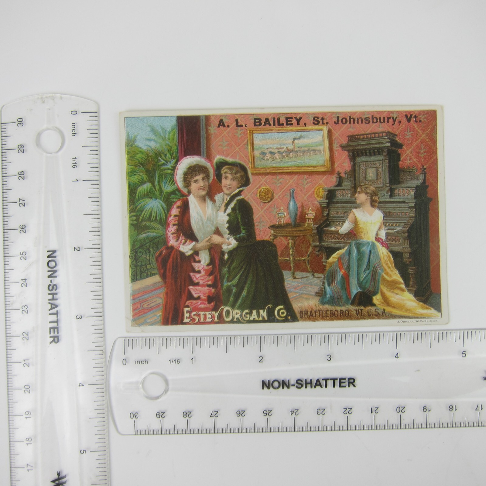 Victorian Trade Card Estey Organ Co A.L. Bailey St. Johnsbury Vermont Antique