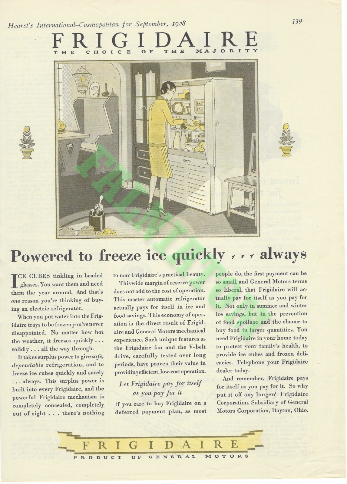 1928 Print Ad – Frigidaire General Motors – National City Company