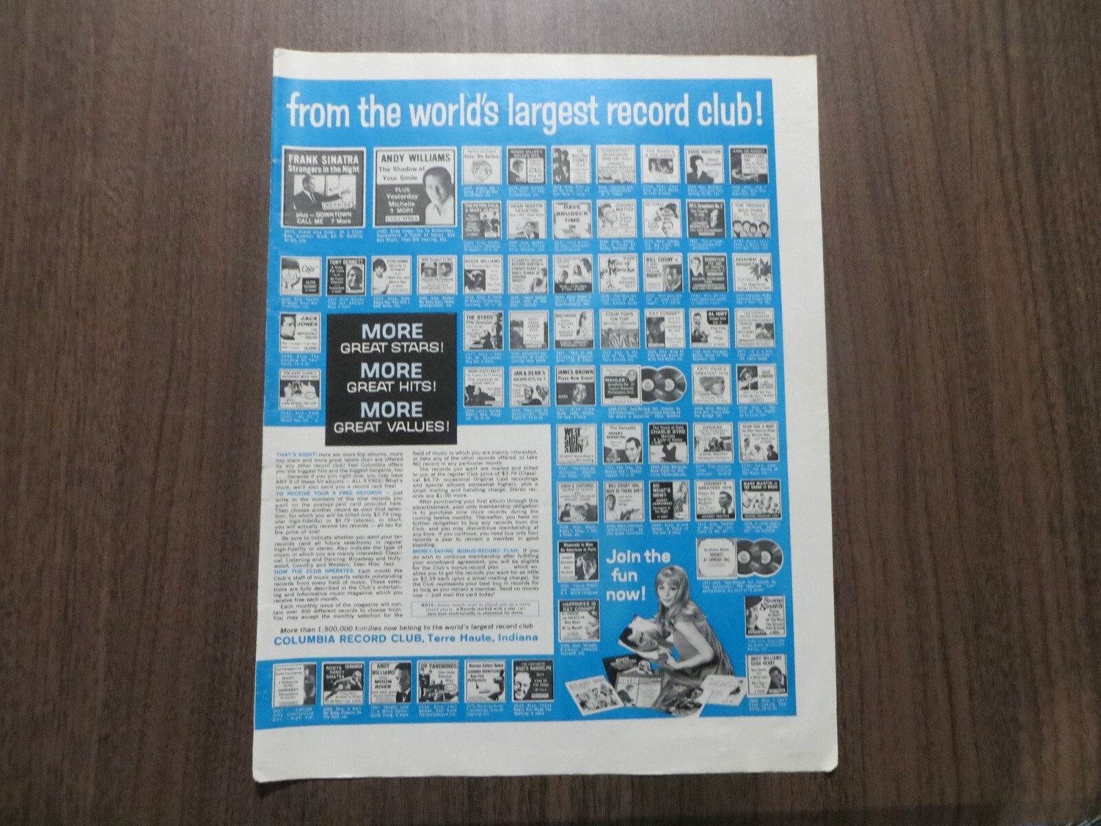 1960’s Columbia Record Club Full Page Magazine AD Vintage