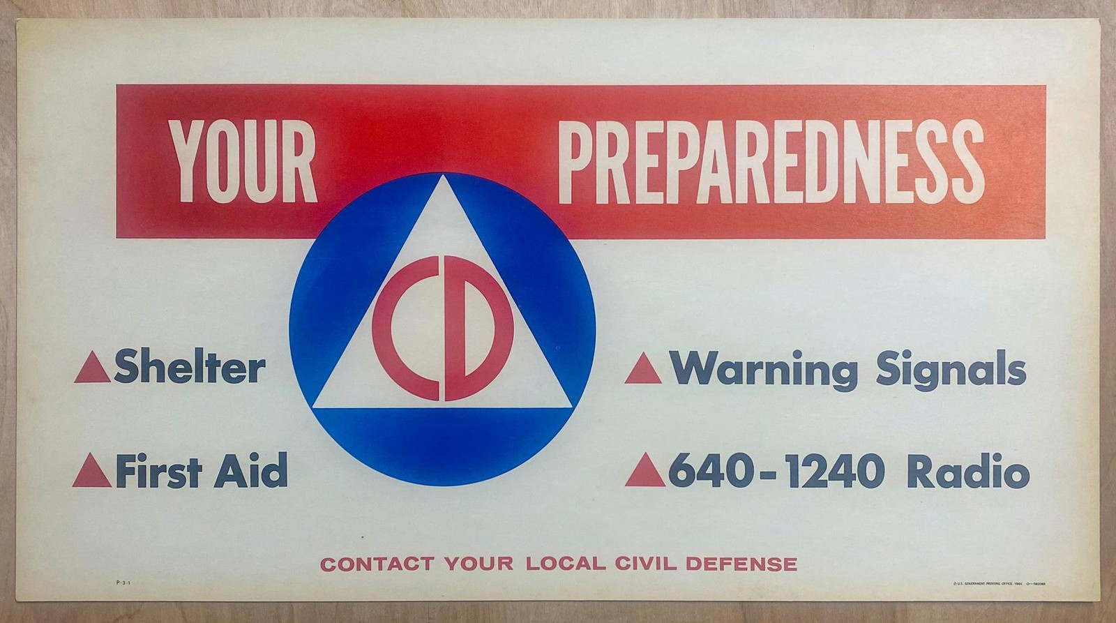 1960 Your Preparedness Atomic Bomb Civil Defense Poster Sign Conelrad Radio