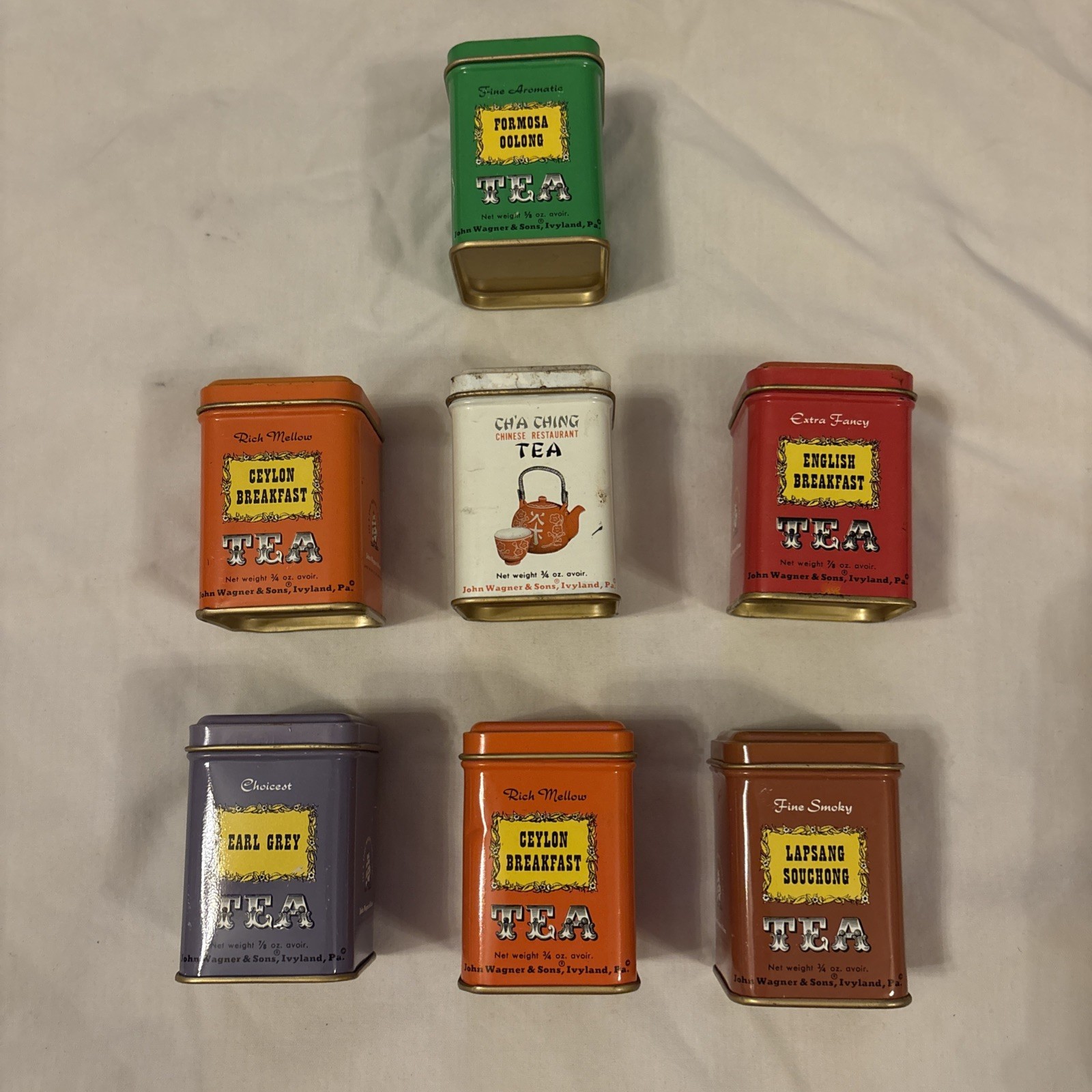 John Wagner & Sons Vintage Mini Tea Tins Lot Of 7