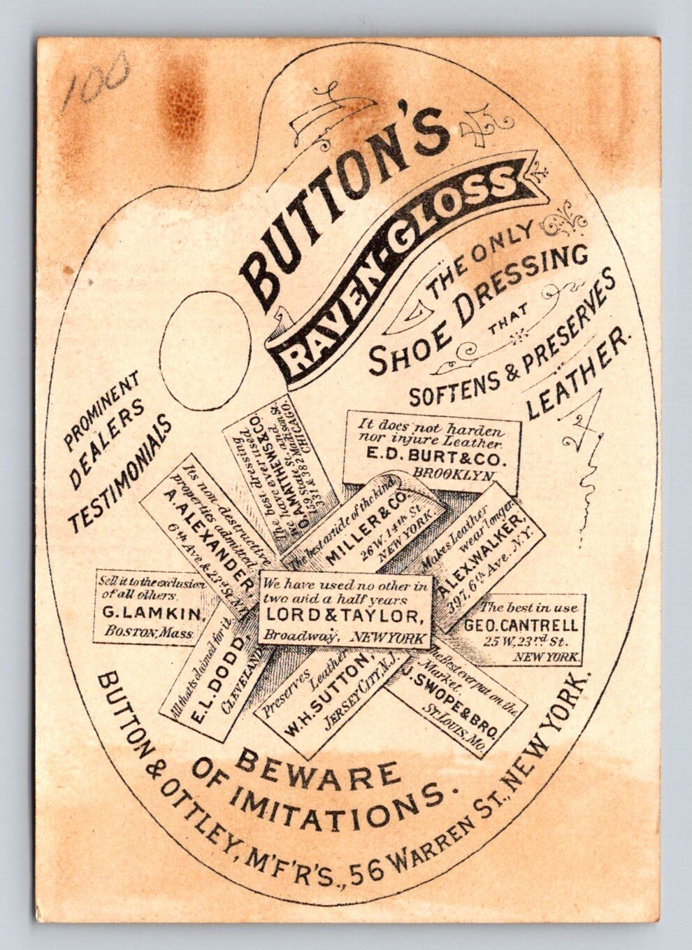 c1882 Buttons Raven Gloss Shoe Dressing Children Doll Drink Water P817