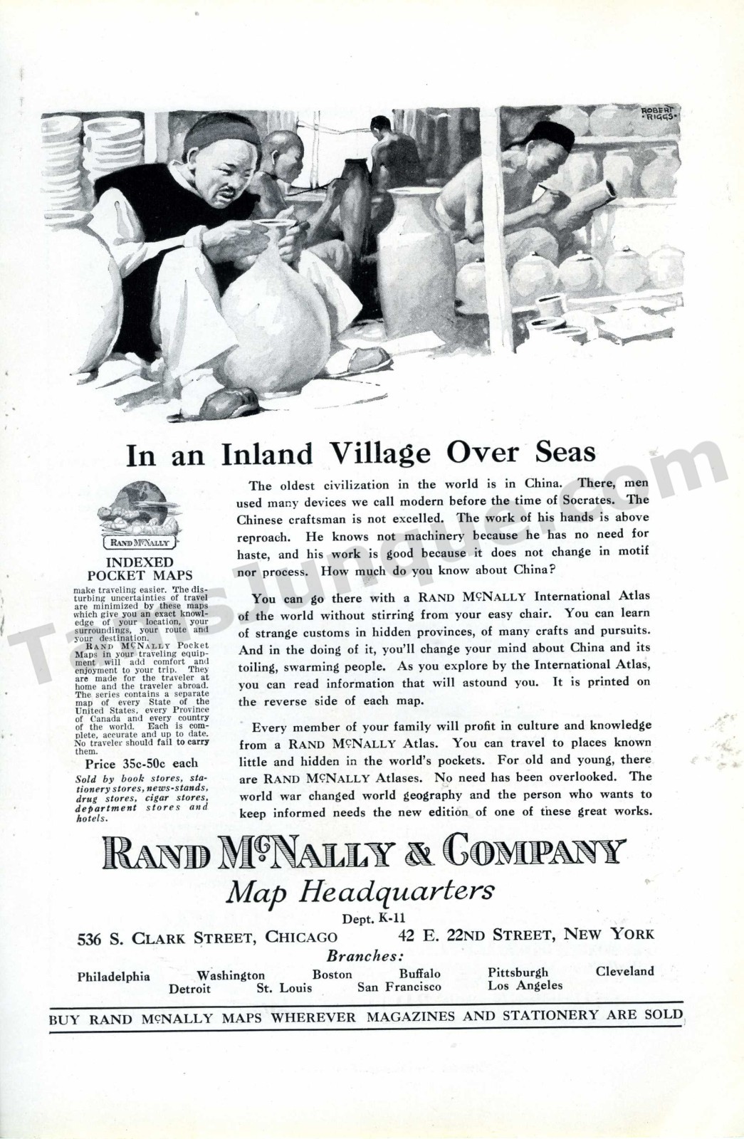 1922 Rand McNally Road Maps Paper Navigation MAGAZINE PRINT AD Decor Idea (5575)