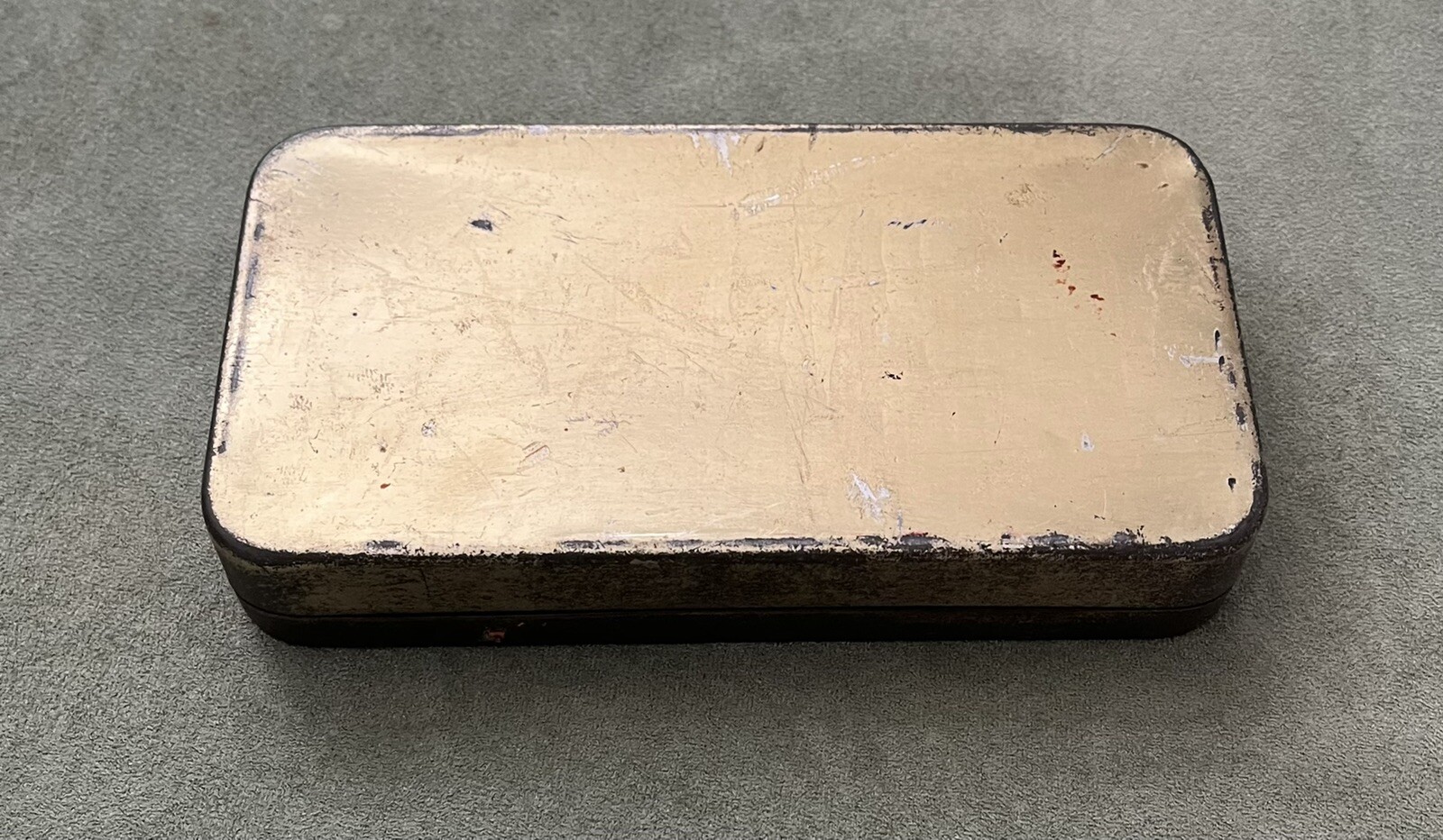 Antique Publico Curopeptyl Tin Box, Gold and Black, from France