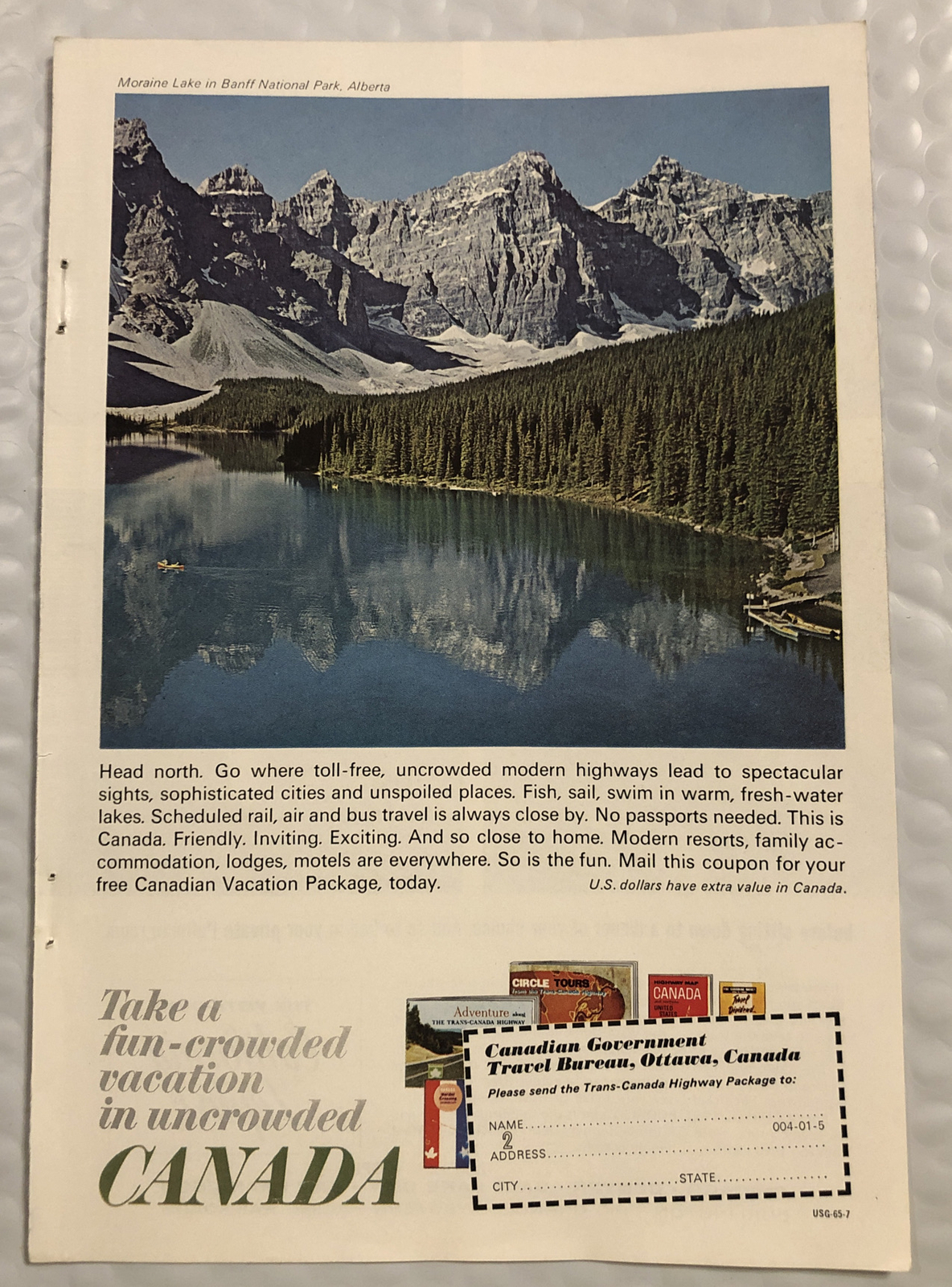 Vintage 1965 Canada Travel Original Print Ad Full Page – Fun-Crowded Vacation