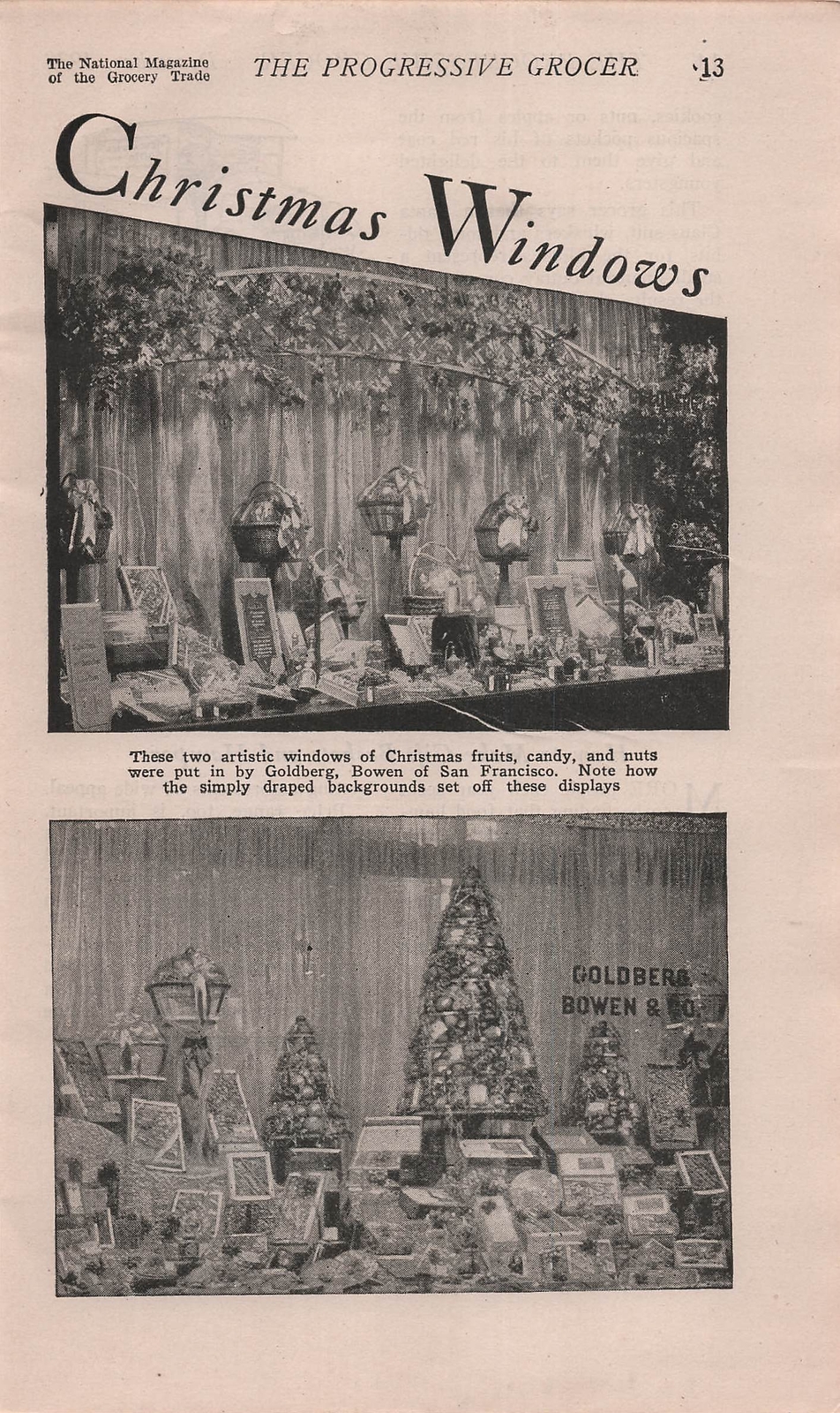 1928 Goldberg Bowen Grocery Store Christmas Fruit Store Display Vintage Print Ad