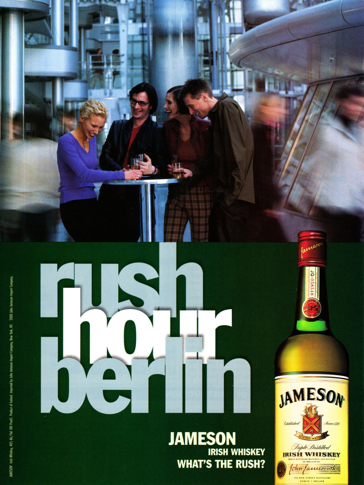 JAMESON IRISH WHISKY AD #2 RARE 2000 OUT OF PRINT “RUSH HOUR BERLIN”