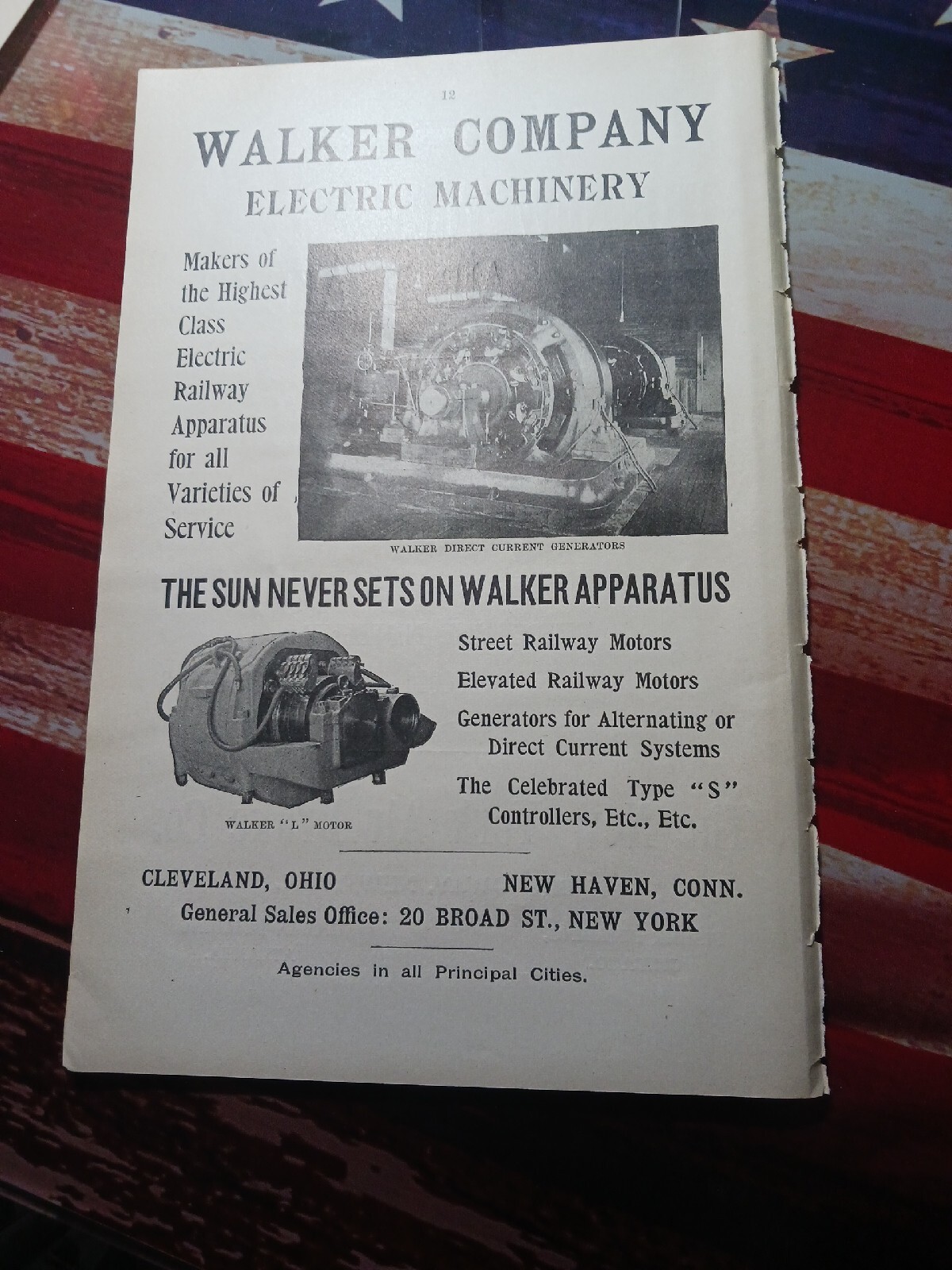 ☆1898 Print Ad Walker Company Electric Railway Machinery Cleveland Ohio