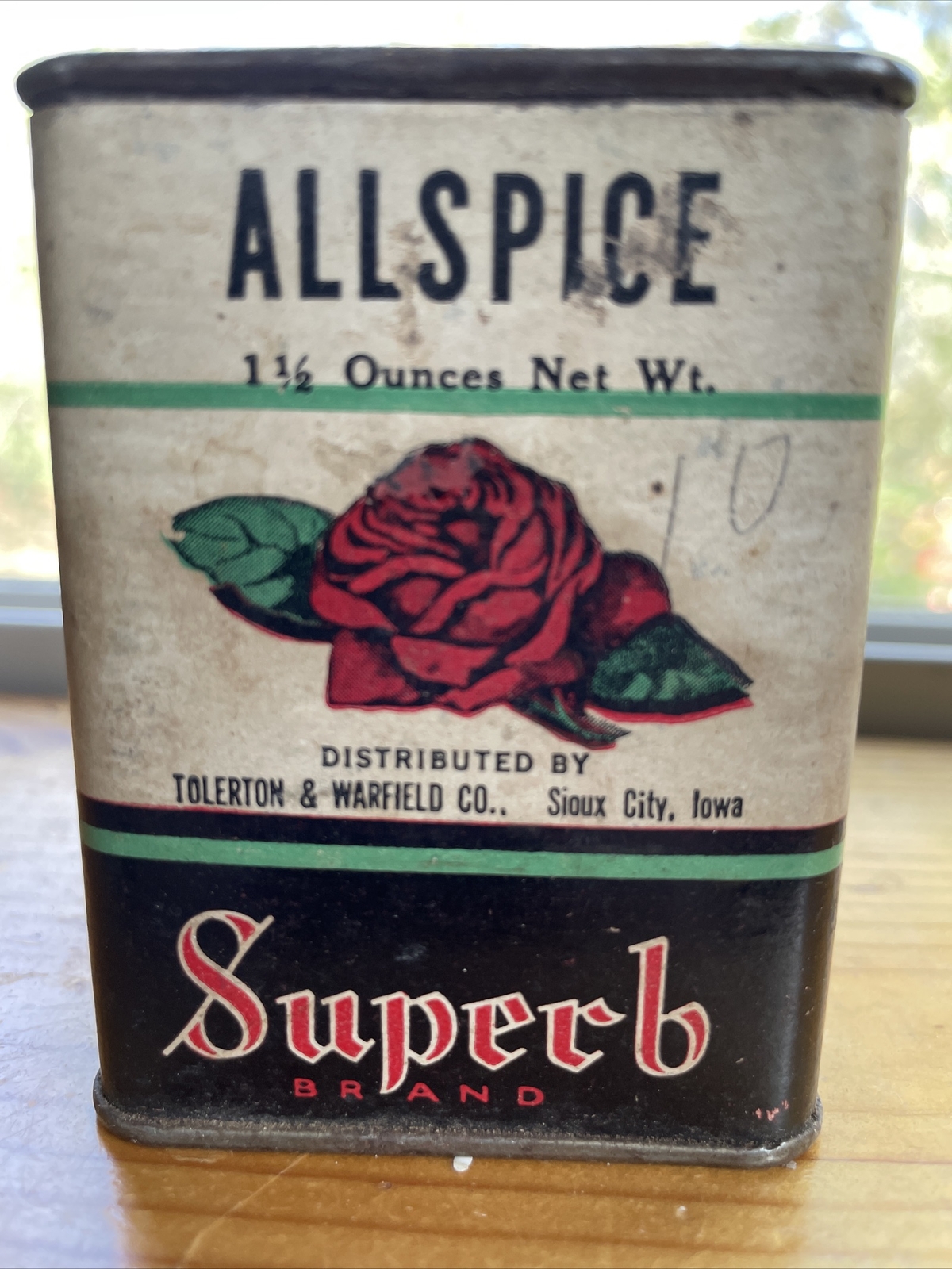 Superb Brand Spice Tin Rose Flower Sioux Iowa Toleration Warfield Advertising