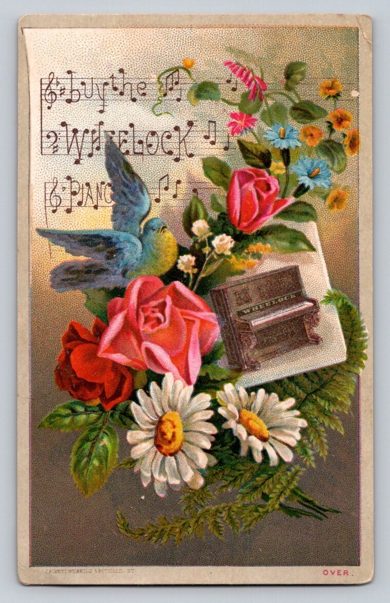 Wheelock Piano Blue Bird Flowers F R Girard Sacramento San Francisco P52