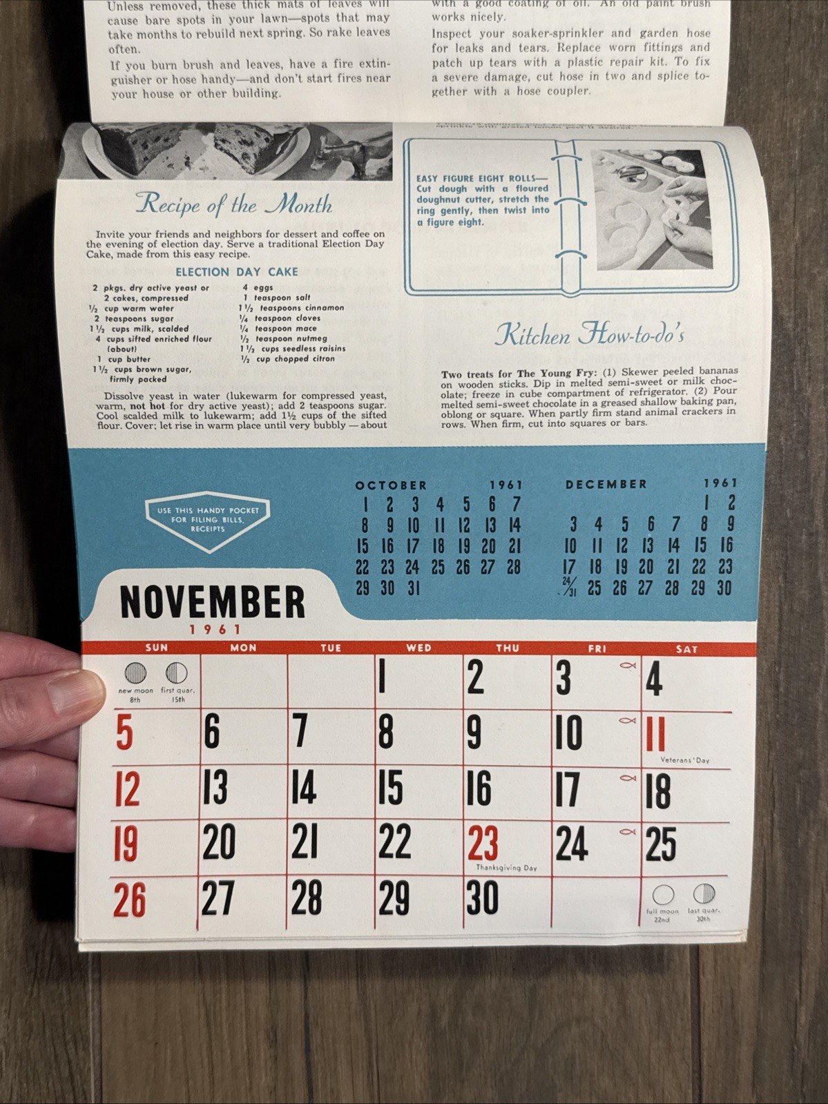 Complete Vintage 1961 Puppy Dog Wall Calendar TV Sales Advertising from Illinois