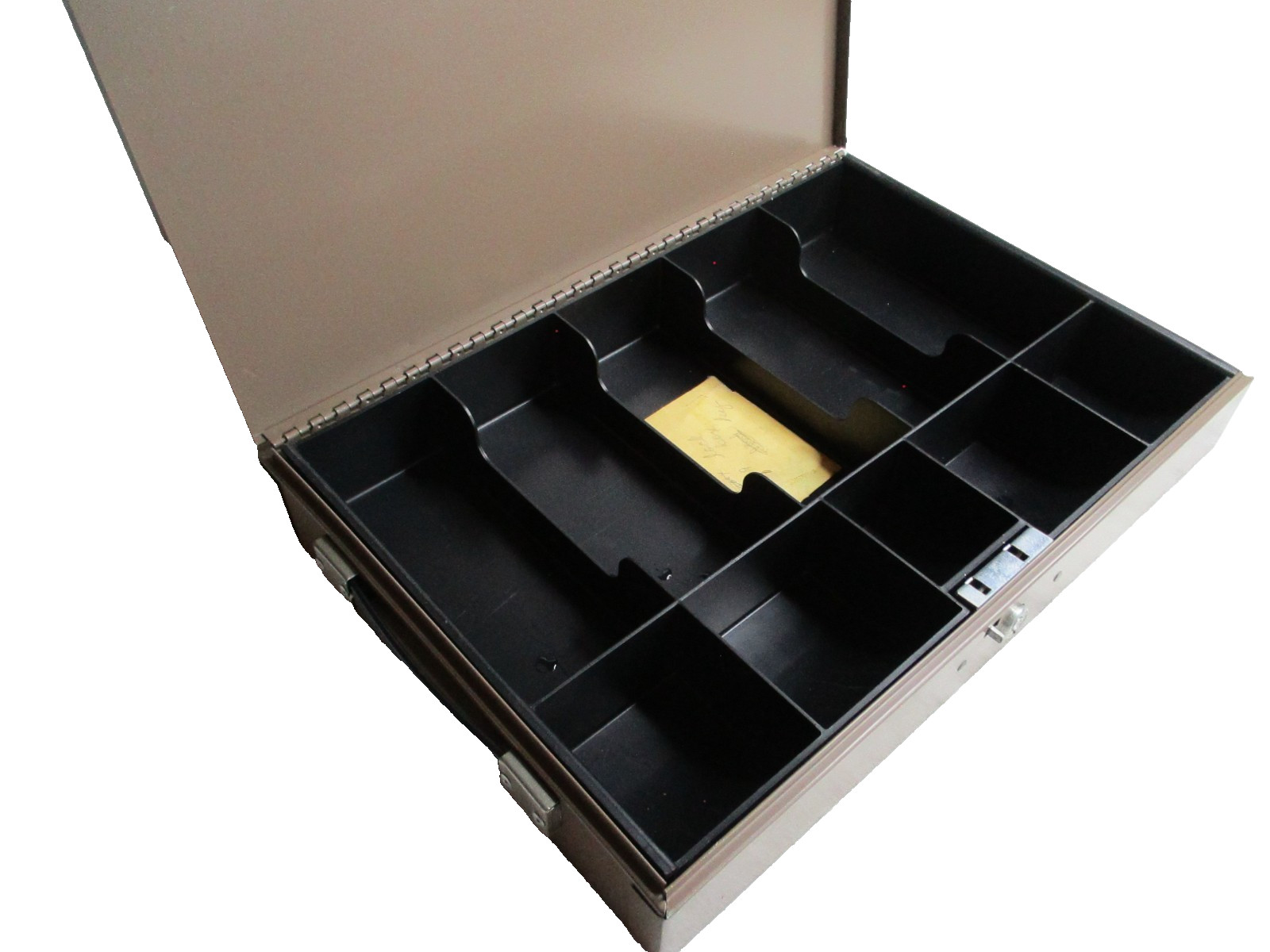 Vintage Lit-Ning Products Brown Metal Locking Cash Box Document Safe USA 10.5×15