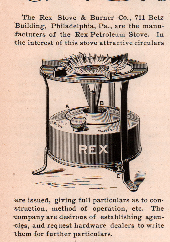 1896 AD REX STOVE AND BURNER CO PHILADELPHIA PA BETZ BUILDING