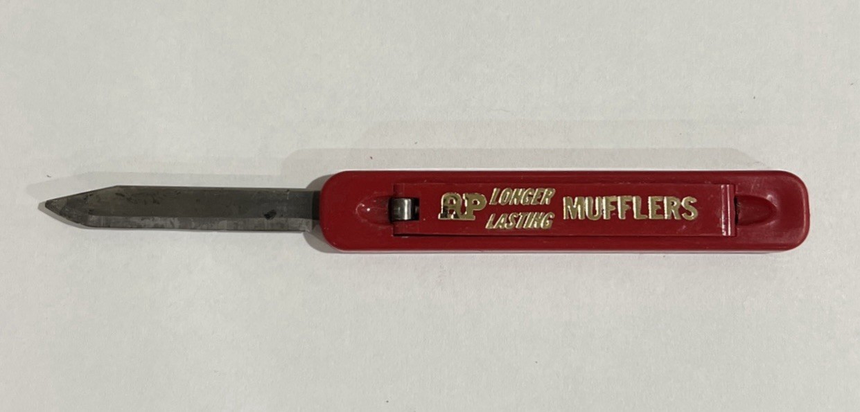 Advertising AP Mufflers Pocket Knife Slide Out Blade Majestic Auto Parts Vintage