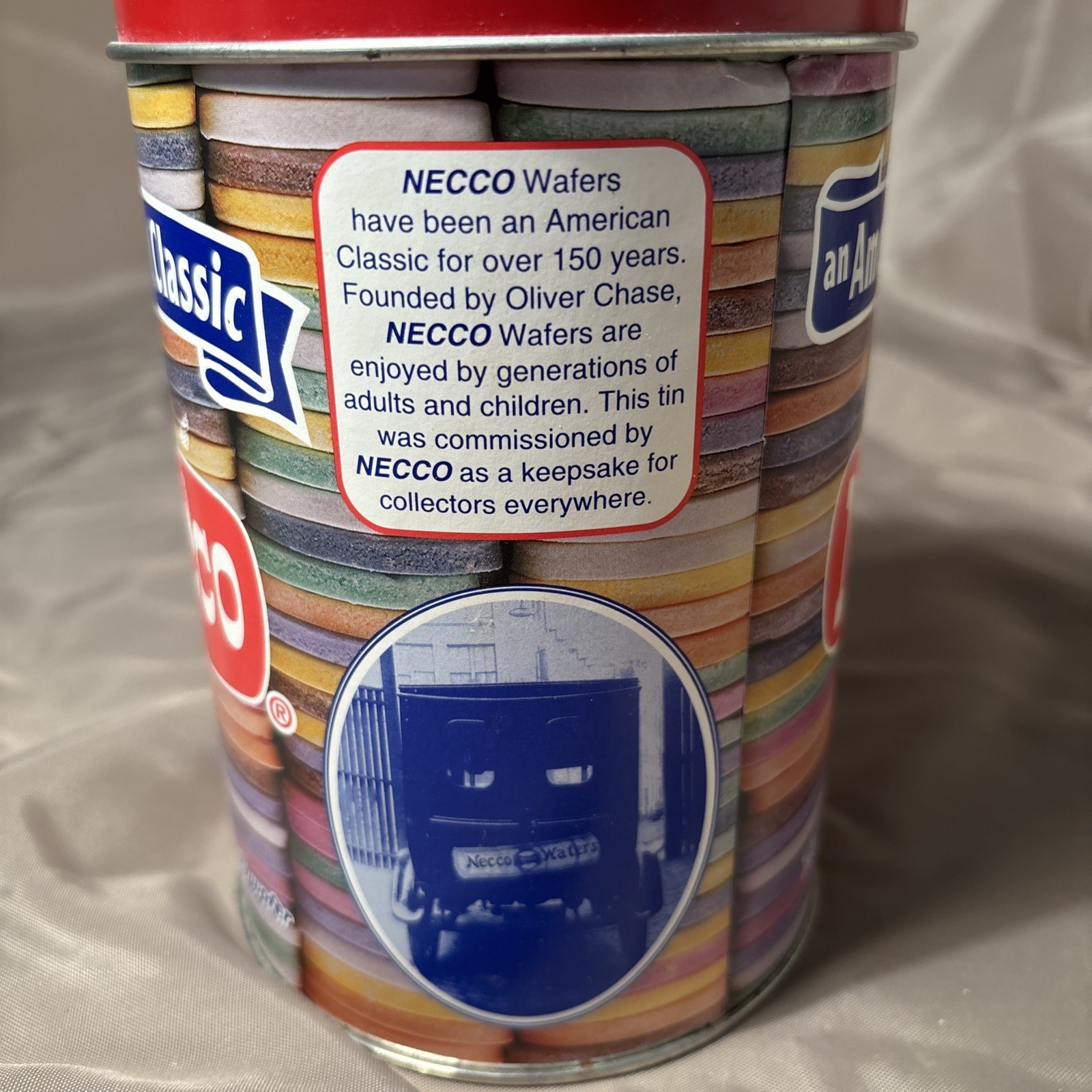 Necco American Classic CANDY WAFER Limited Edition Collector Tin Can w Red Lid