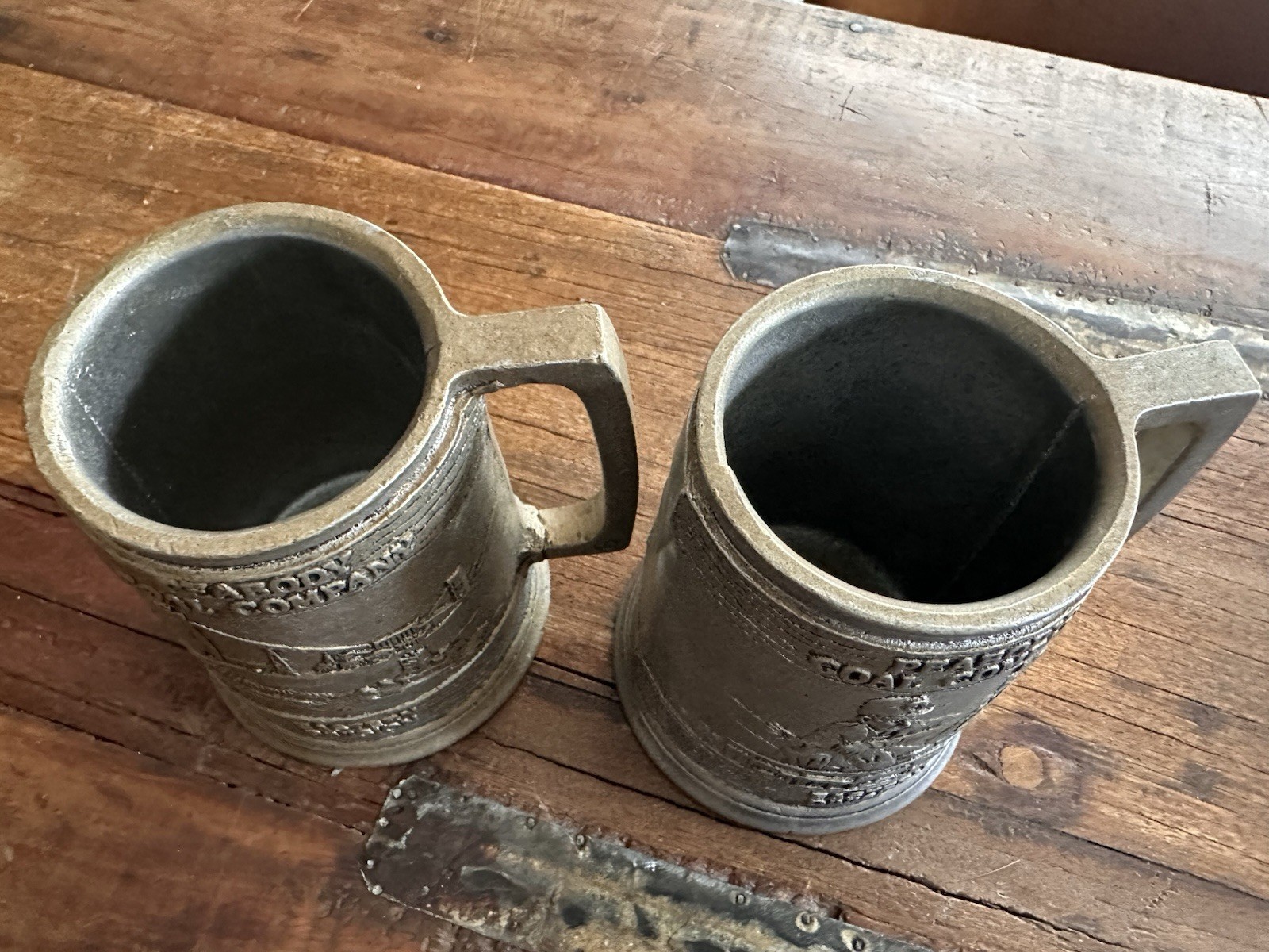 Vintage Peabody Coal Company Eastern Division Pewter Color Mugs Set of 2