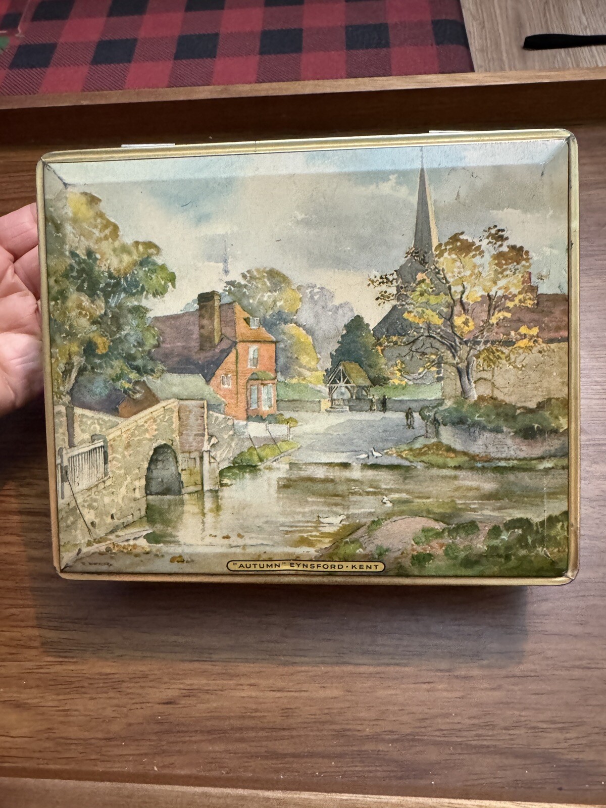 VINTAGE AUTUMN EYNSFORD KENT CANDY TIN EDWARD SHARP AND SONS MAIDSTONE KENT