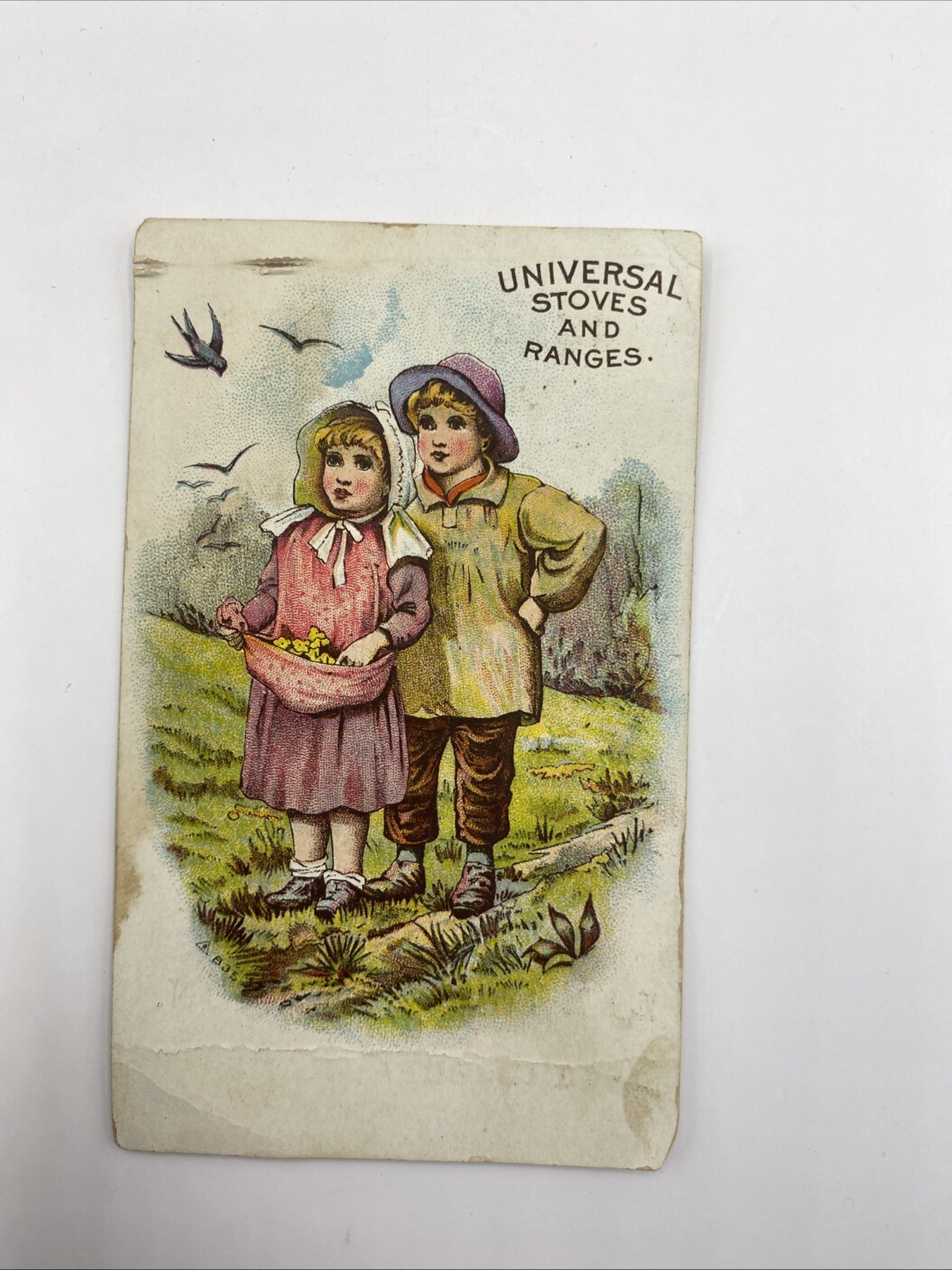 Universal Stoves And Ranges Victorian Trade Card Headquarters Lindsburg, KS