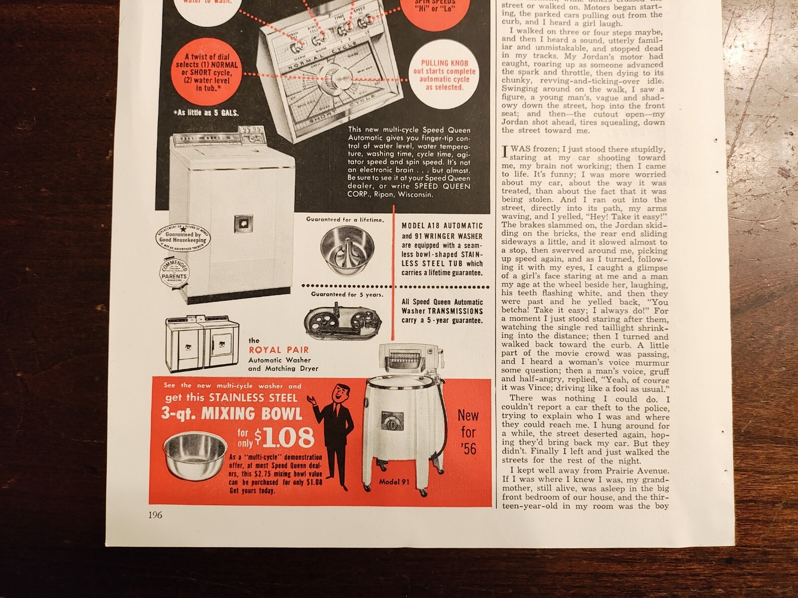 Speed Queen Automatic Wash Machine Vintage Magazine Ad Slenderella Murine