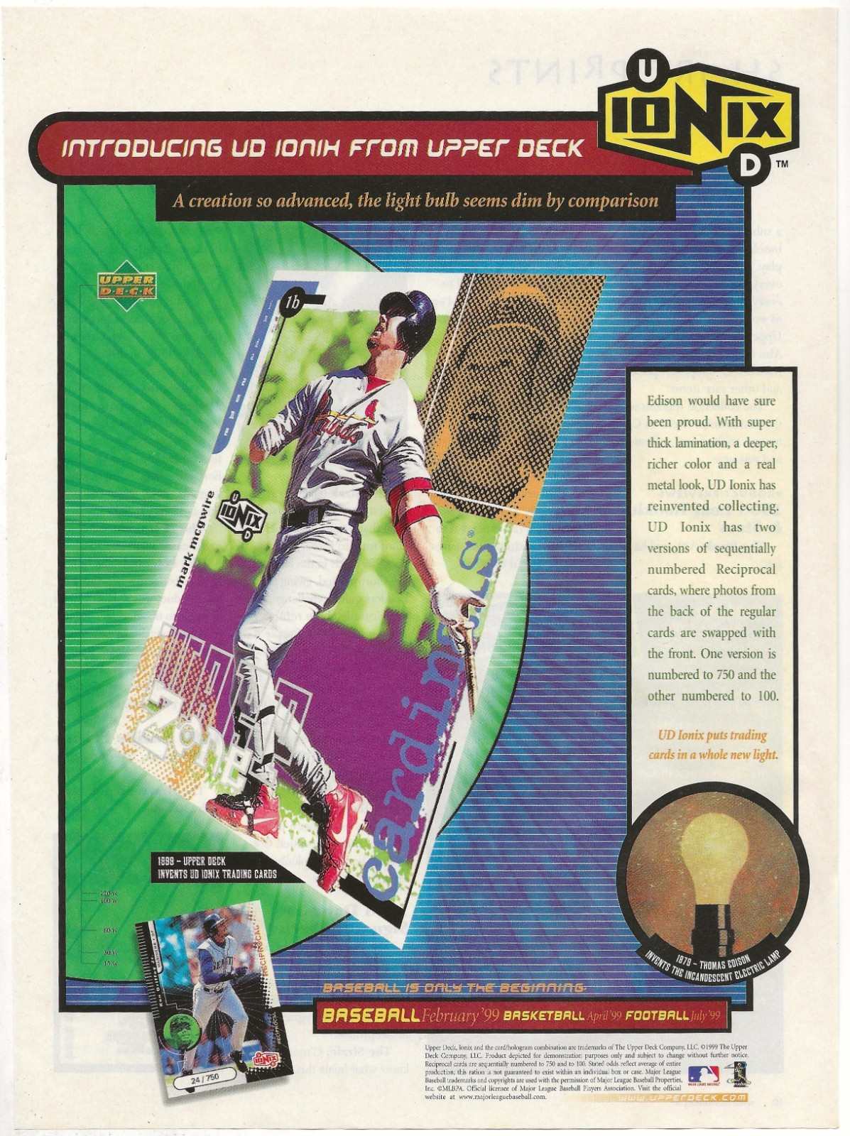 Vintage Print Ad Upper Deck Ionix Baseball Cards – Mark McGwire Beckett Baseball