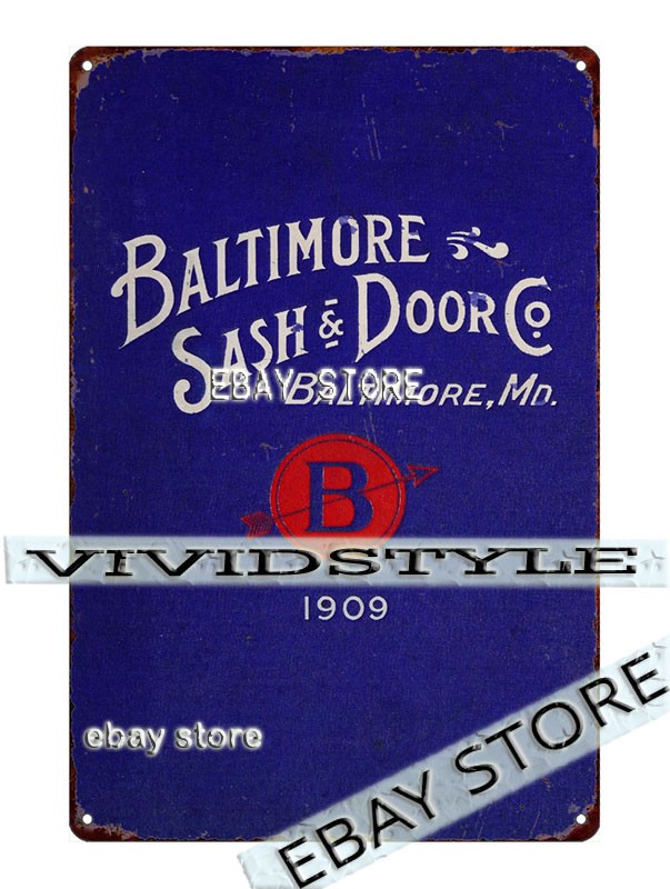 Tin Sign 1909 Baltimore Sash Door Baltimore Maryland Millwork living room cafe