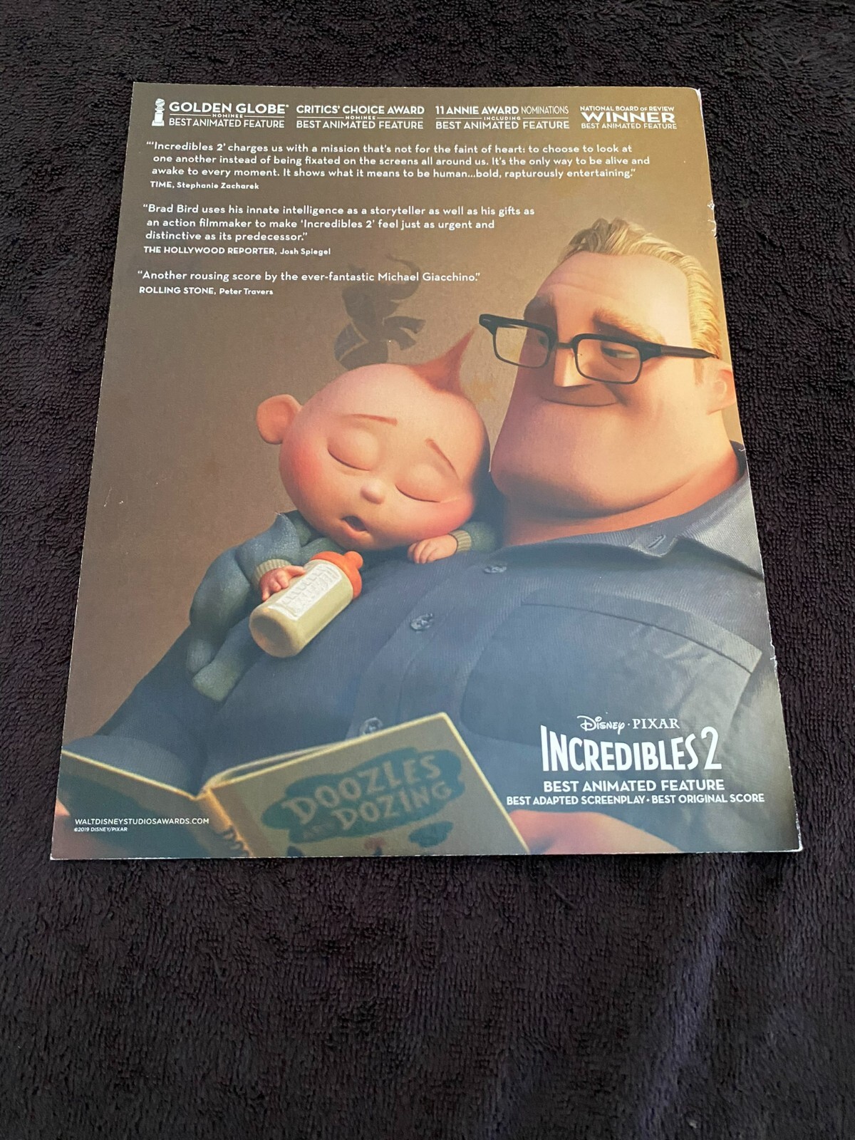 THE INCREDIBLES 2 Oscar ad dad with baby, Disney Pixar & with Edna “E” Mode