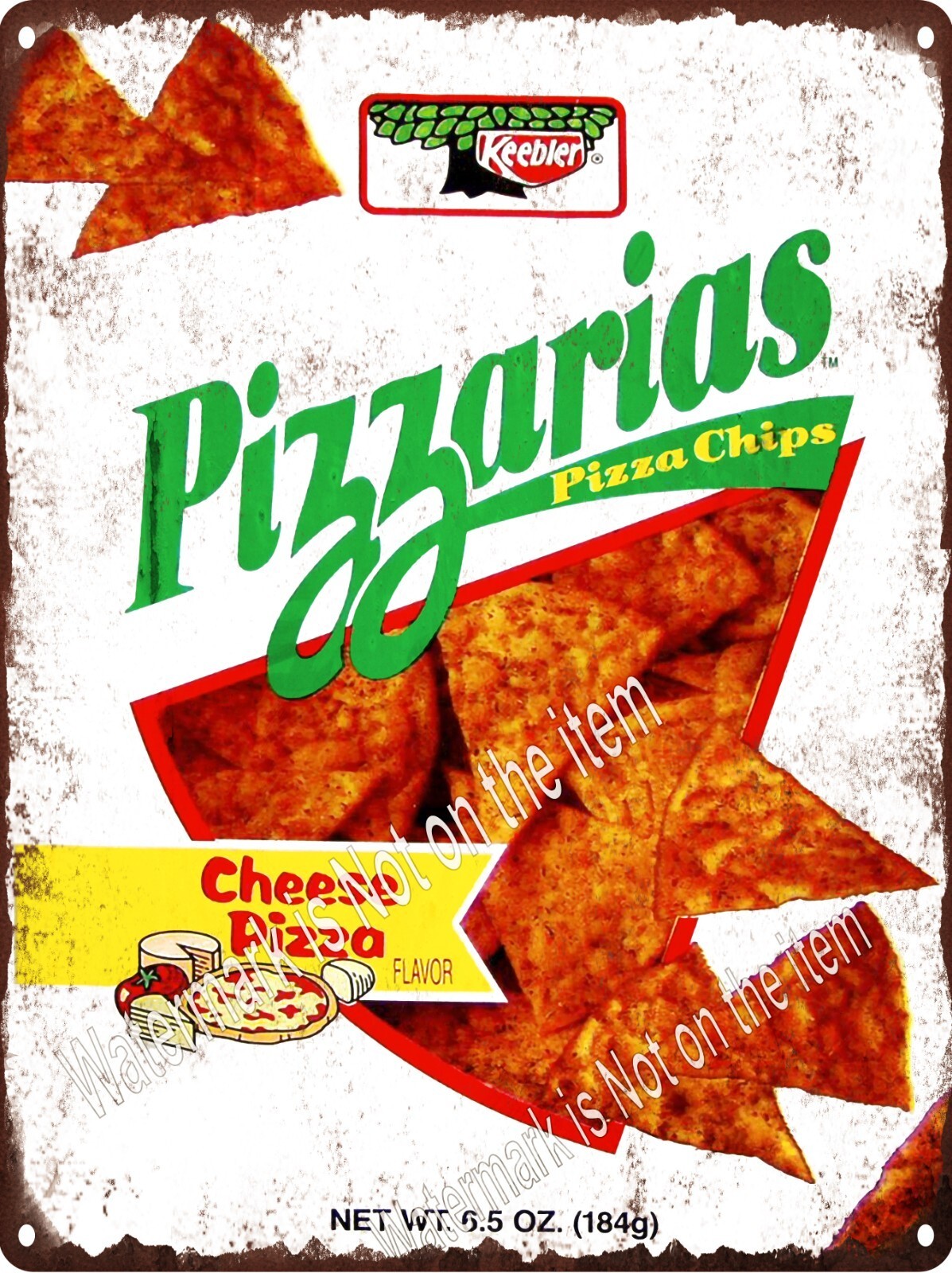 Keebler Pizzarias Pizza Chips Nostalgia Snacks Cheese Metal Sign 9×12″ A845