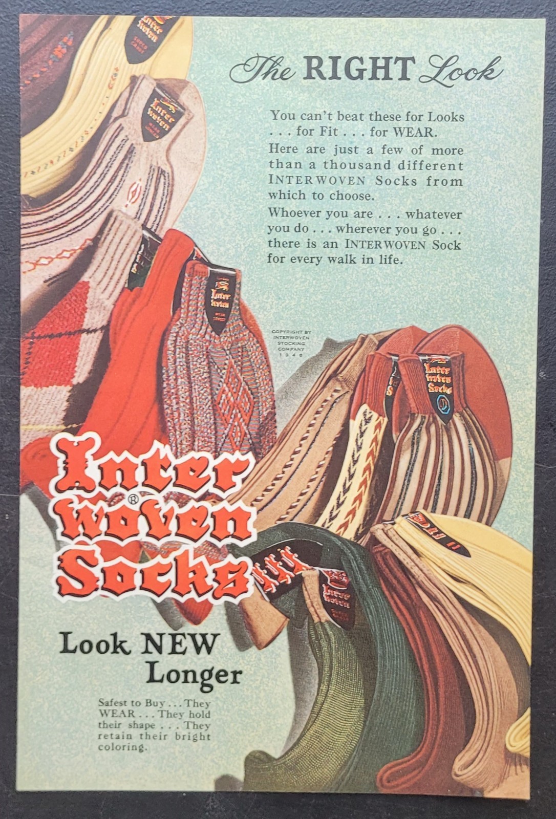 1948 Interwoven Socks Look New Longer Vintage Print Ad Gift Post War WW2