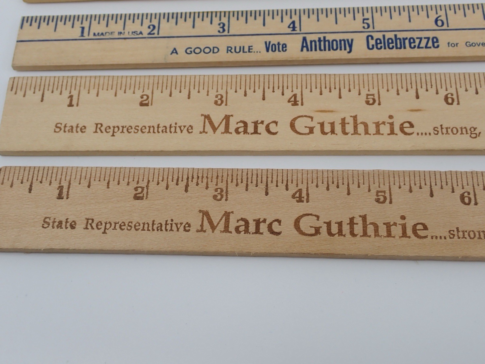 Vintage Political Campaign And Commercial Rulers Wooden & Plastic