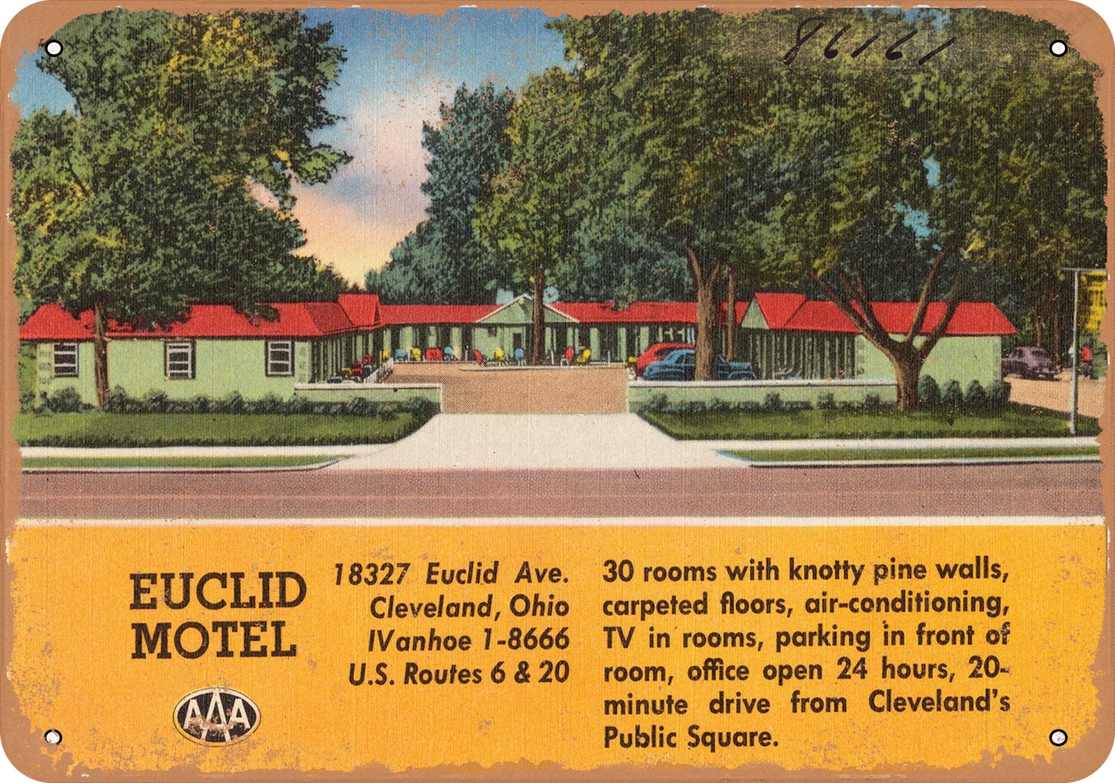 Metal Sign – Ohio Postcard – Euclid Motel