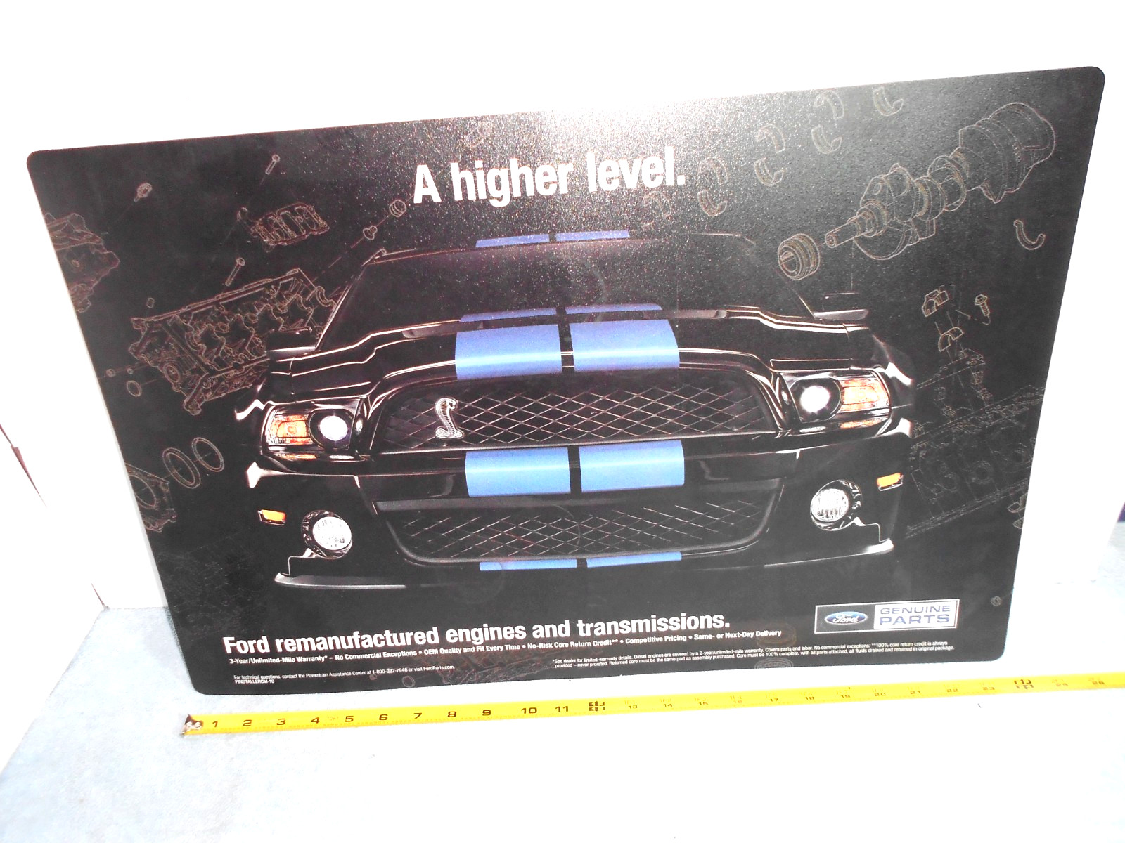VINTAGE FORD COBRA MUSTANG DEALER SALES TOOL ADV. SIGN PLASTIC 24×16 in – X 158