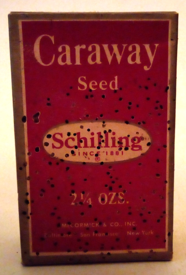 VTG SCHILLING CARAWAY SEED 2 1/4 OZ ADVERTISING BOX FK