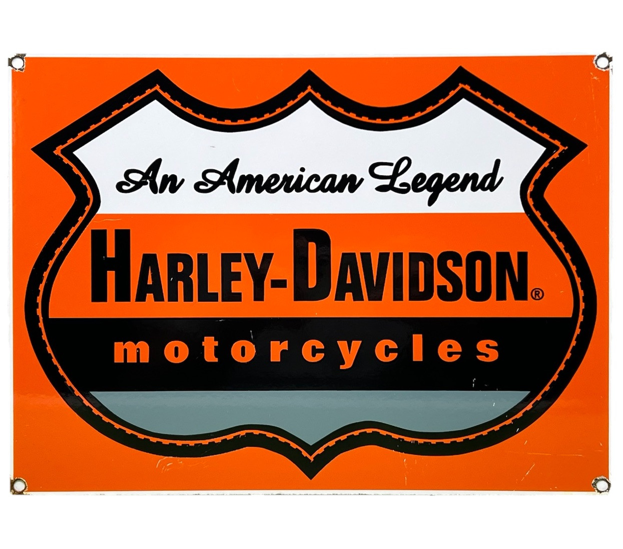 VINTAGE HARLEY DAVIDSON MOTORCYCLES PORCELAIN DEALERSHIP SIGN GAS OIL QUALITY
