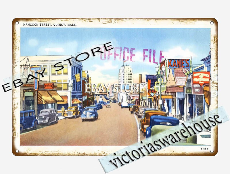1930-45 Hancock Street, Quincy, Massachusetts tin sign office bar wall art