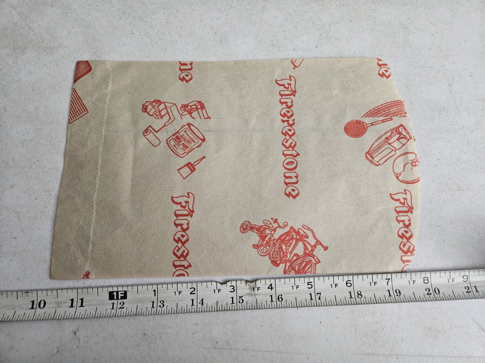 Vintage Firestone Bicycle Paint Tires Sporting Goods Advertising Paper Bag