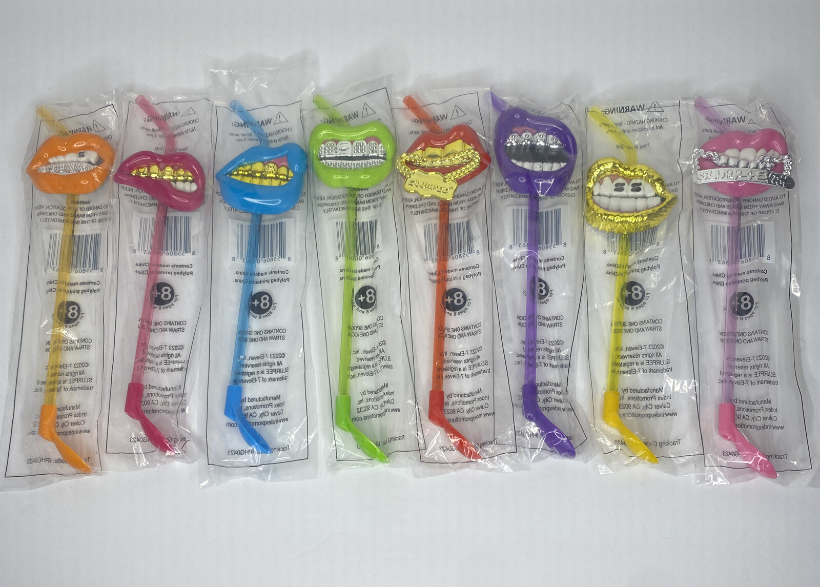 Lot of 8 NEW 7 Eleven 7-11 Slurpee Straw Mouth Pop Grills