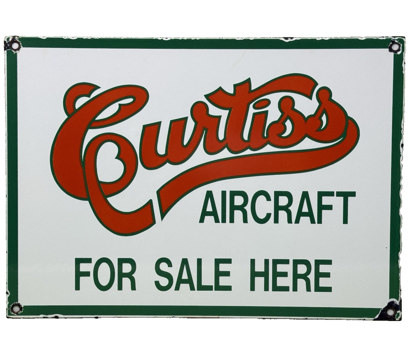 VINTAGE CURTISS AIRCRAFT PORCELAIN SIGN DEALERSHIP GAS MOTOR OIL AVIATION