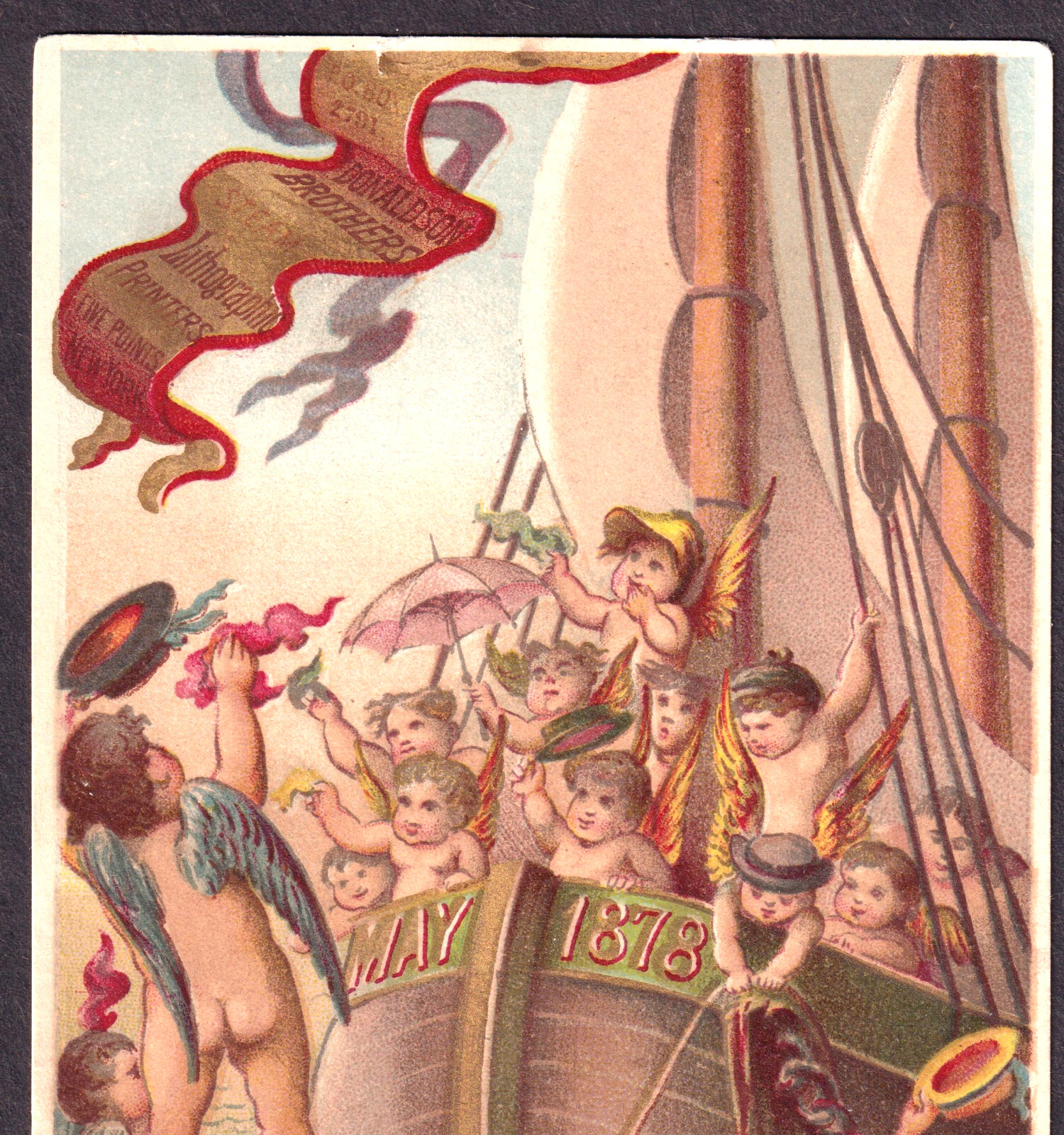 Donaldson Lithograph 1878 Calendar New York Fantasy Ship Victorian Trade Card