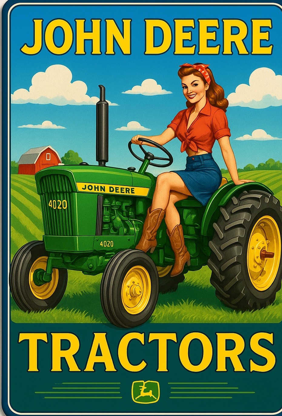 Retro Style John Deere Diesel 4020 Farm Tractors Equipment Quality 12” Sign